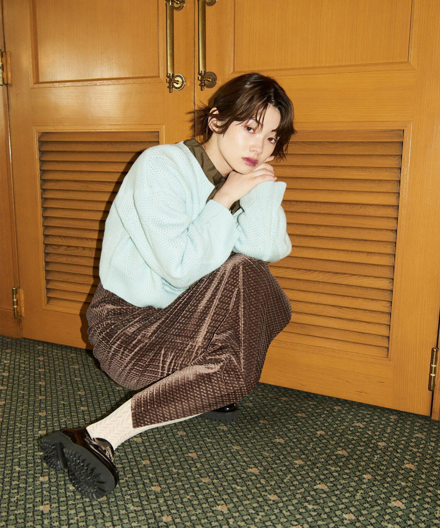  「ベロアジャガードナロースカート」|スカート|