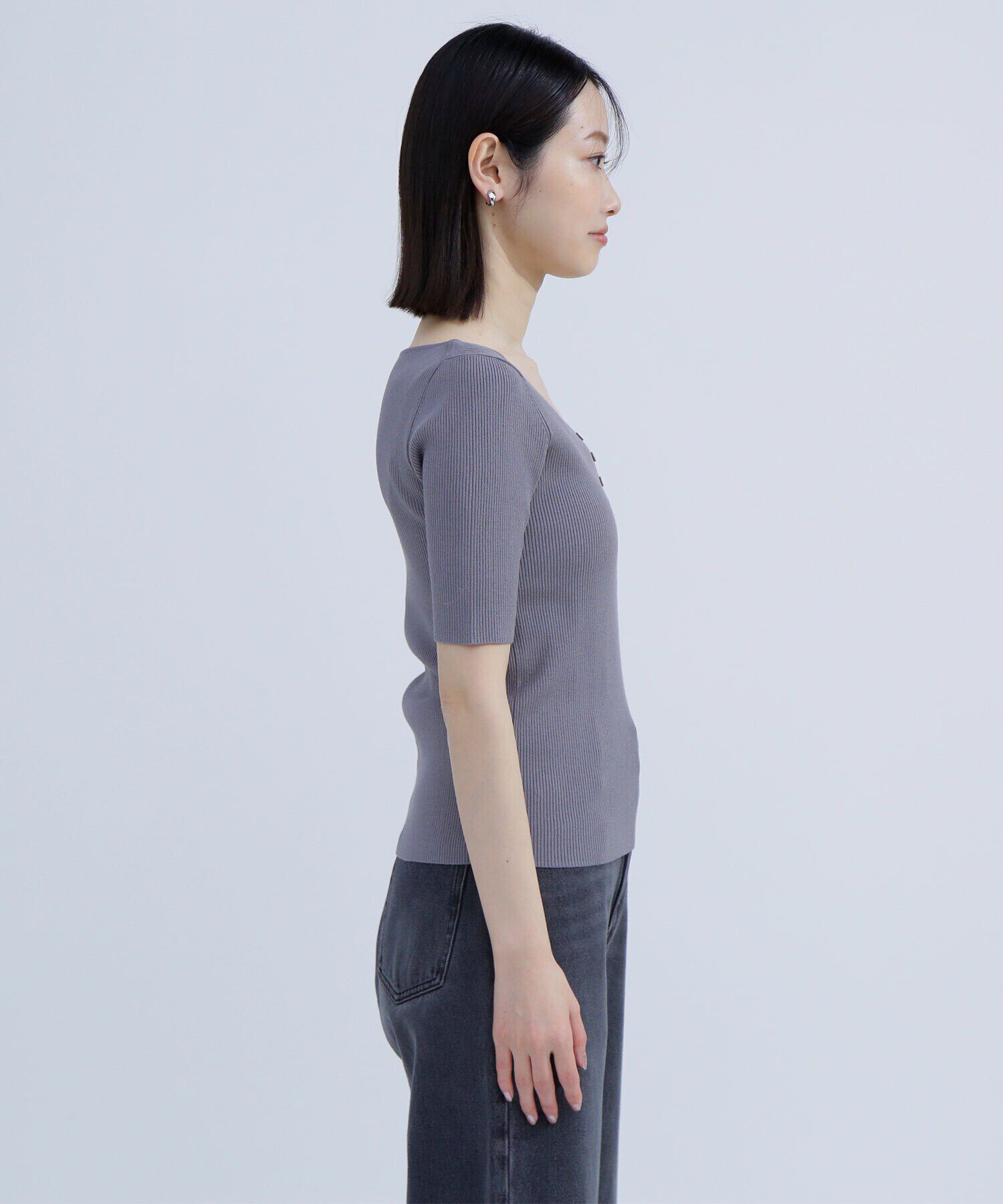  「フロントボタンリブニット」|ニット・セーター|