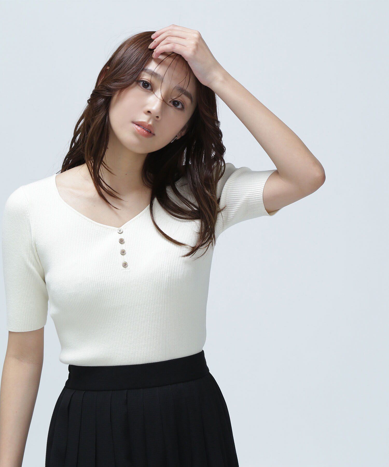  「フロントボタンリブニット」|ニット・セーター|