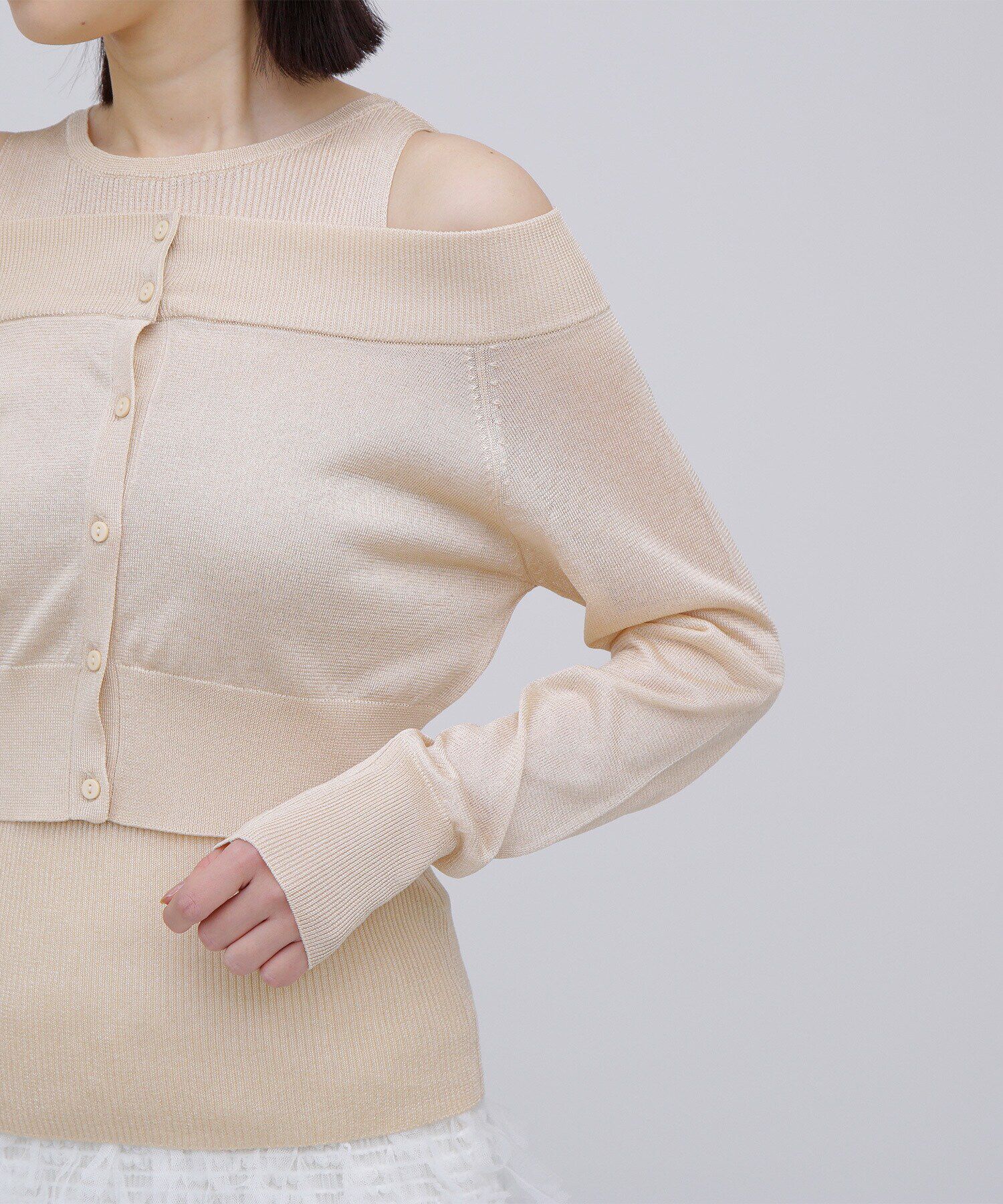  「オフショルクロップドアンサンブル」|ニット・セーター|