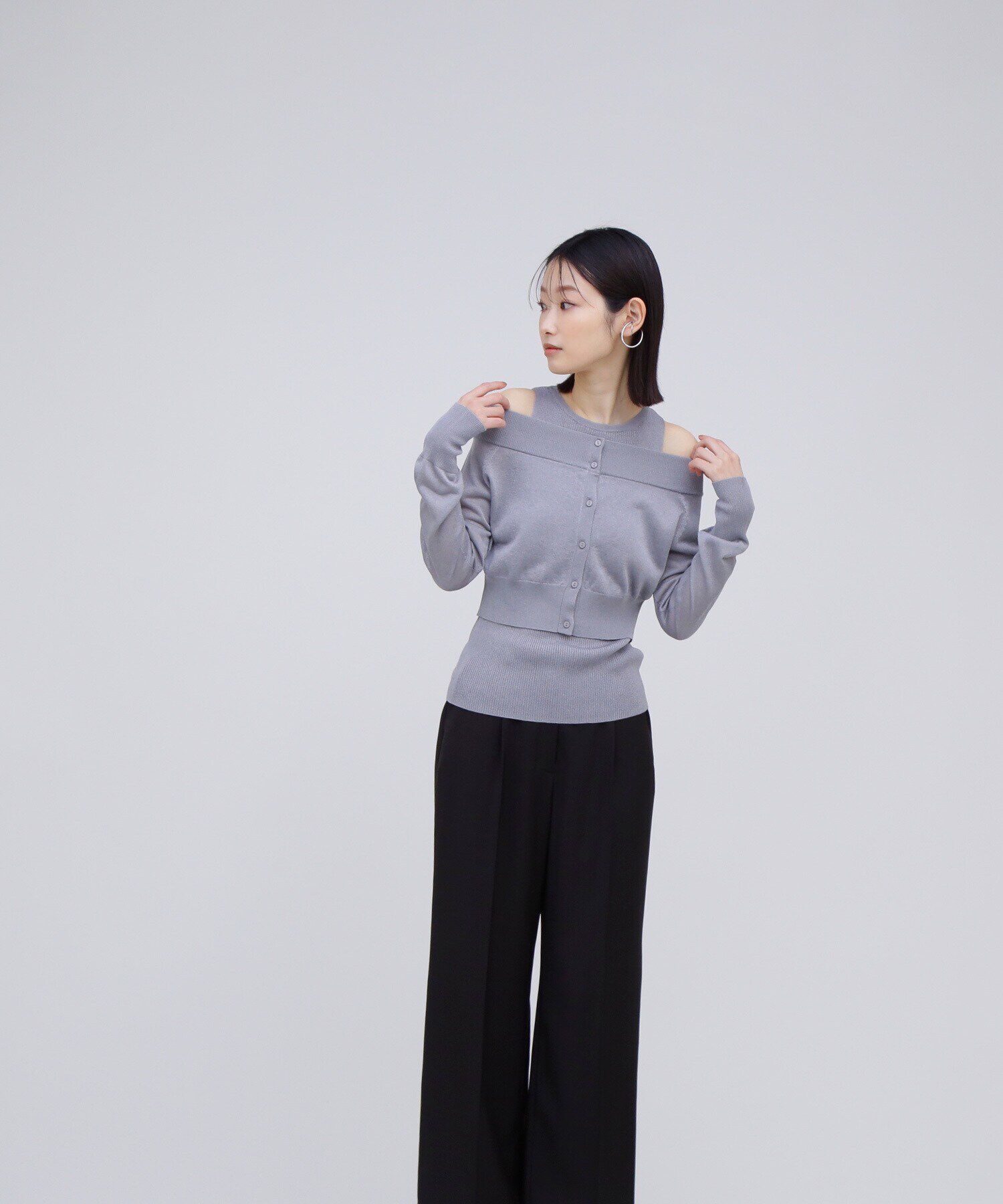  「オフショルクロップドアンサンブル」|ニット・セーター|