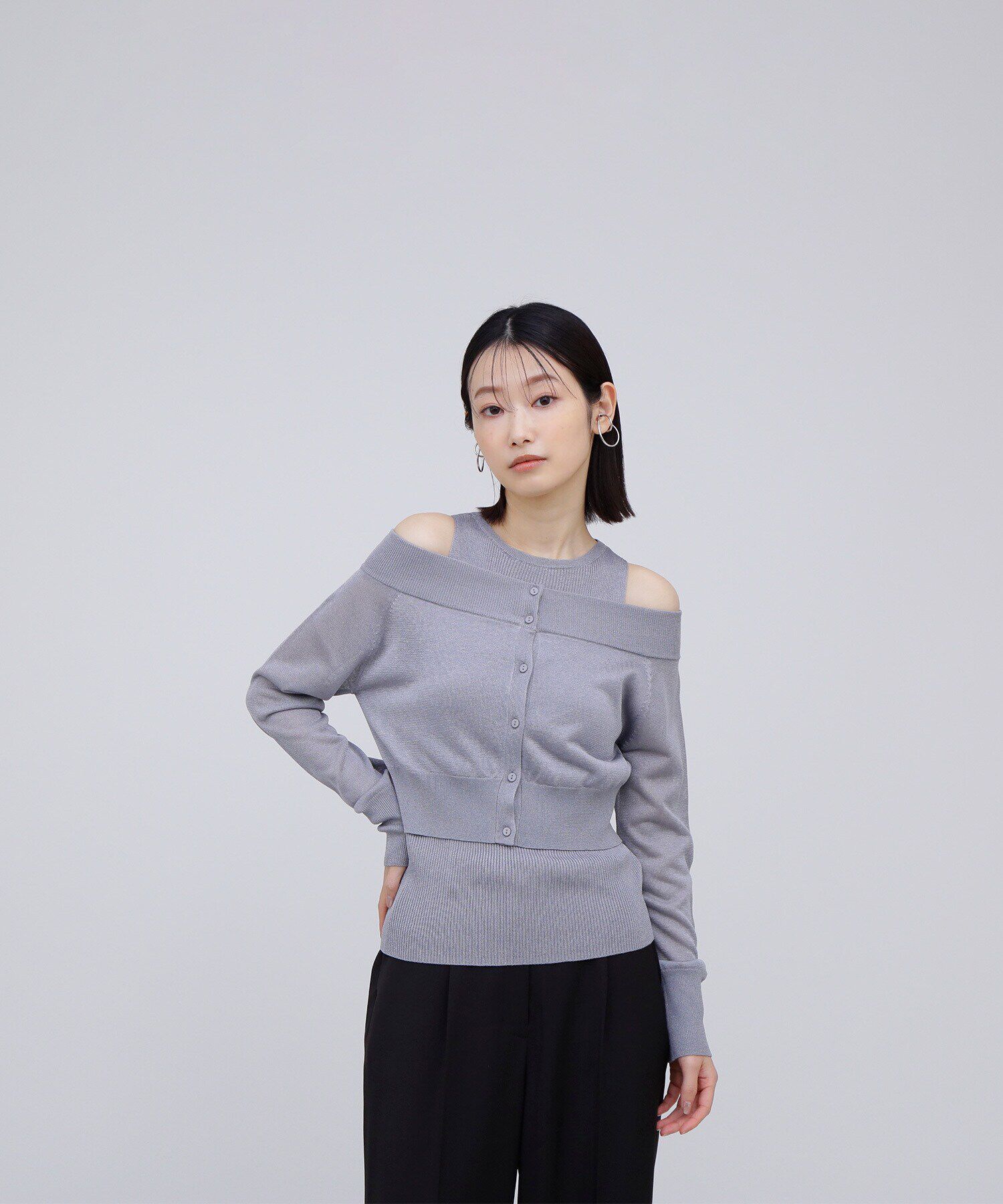  「オフショルクロップドアンサンブル」|ニット・セーター|