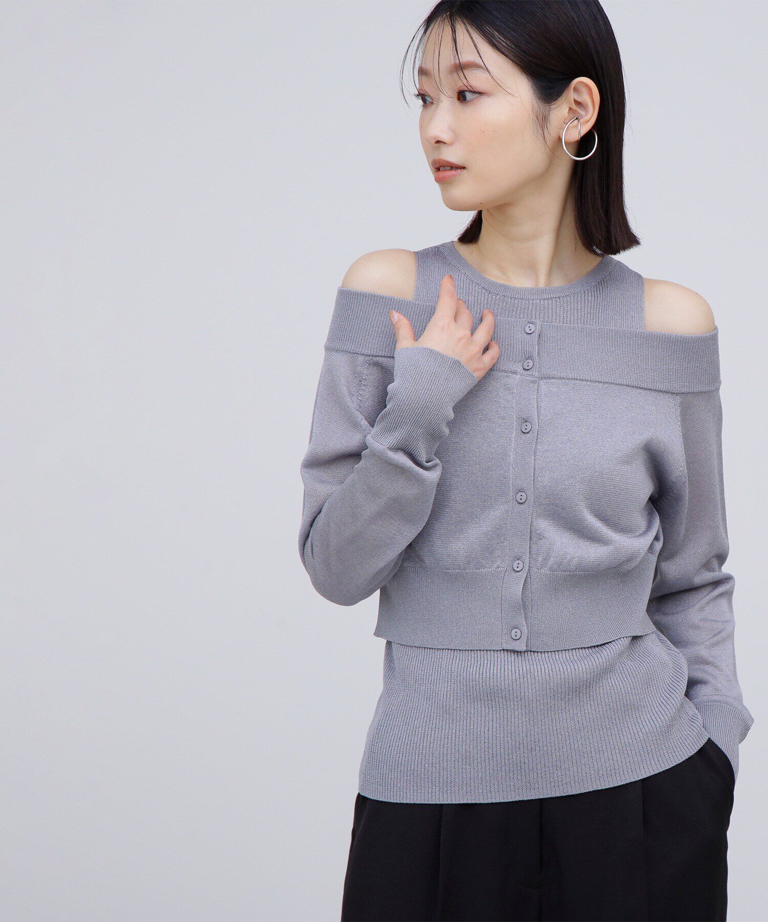  「オフショルクロップドアンサンブル」|ニット・セーター|