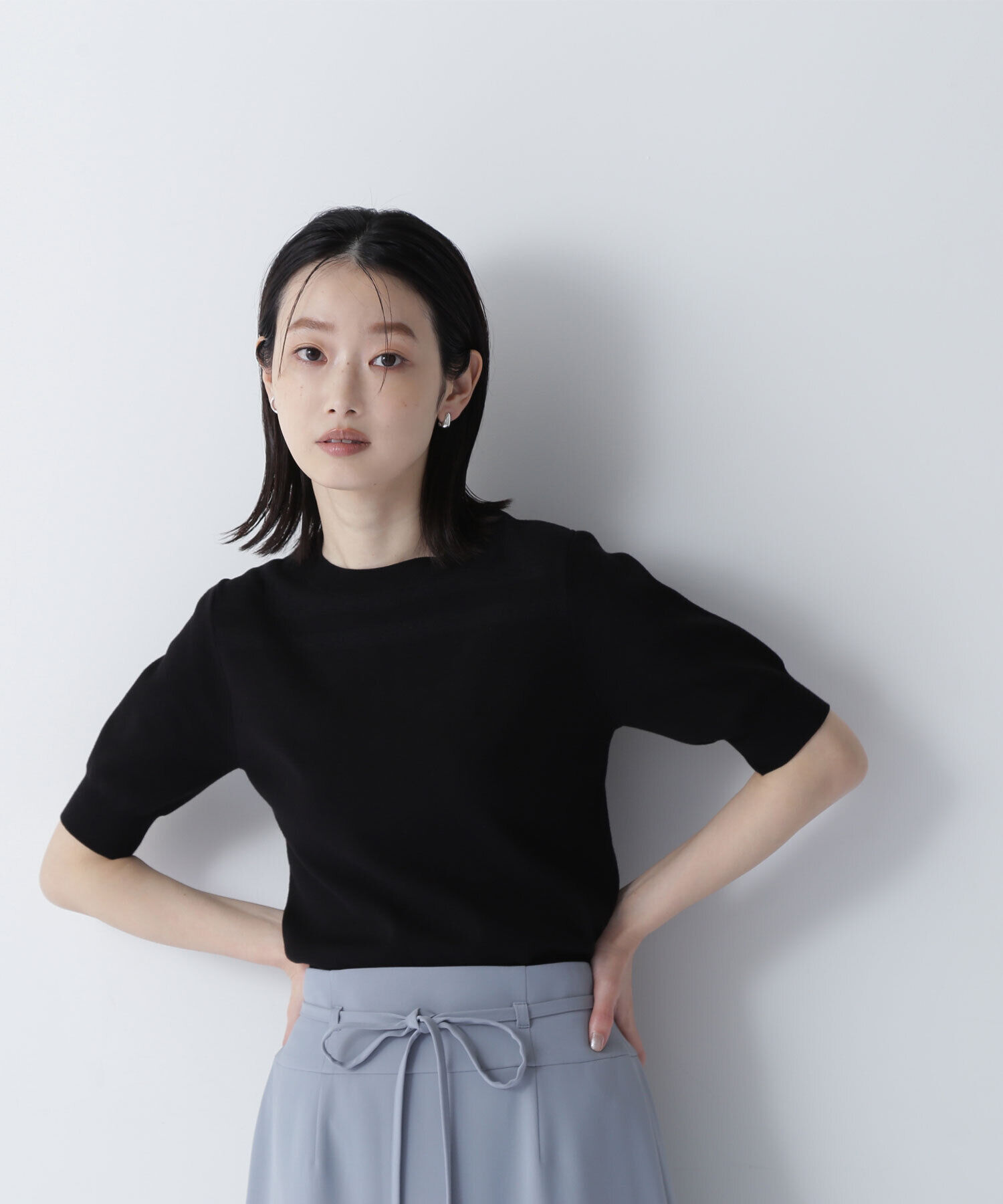  「シアー切替リブニット」|ニット・セーター|クロ