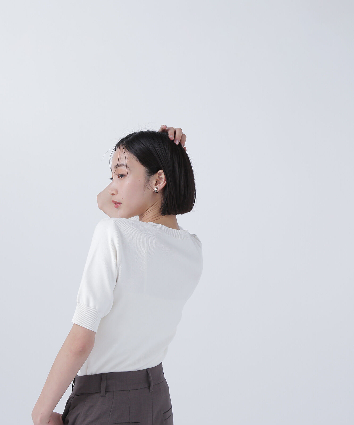  「シアー切替リブニット」|ニット・セーター|