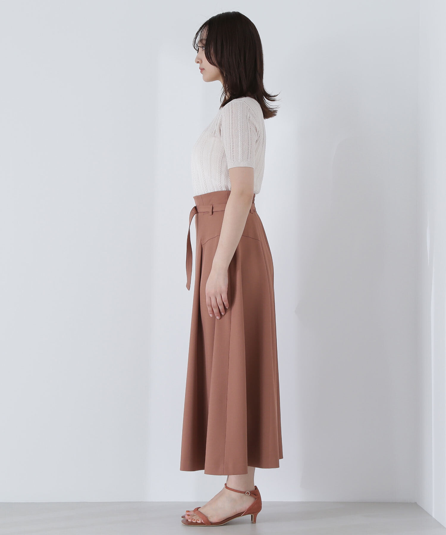  「ハイウエスト切替フレアスカート」|スカート|