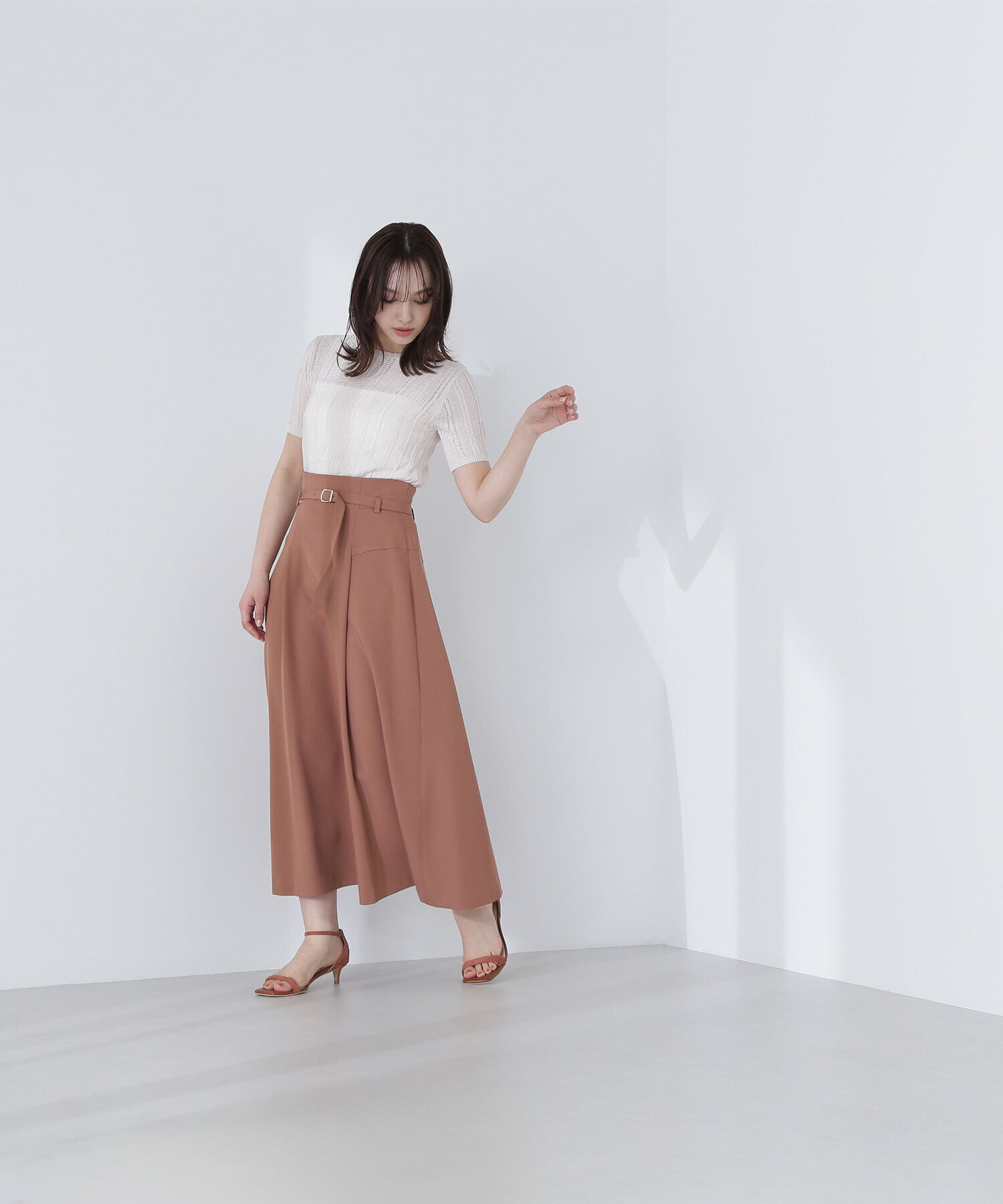  「ハイウエスト切替フレアスカート」|スカート|
