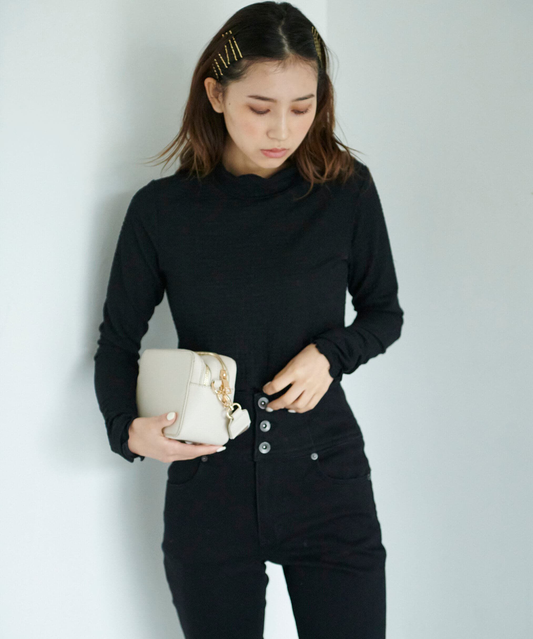  「ポコポコジャガードハイネックカットソー」|Tシャツ・カットソー|