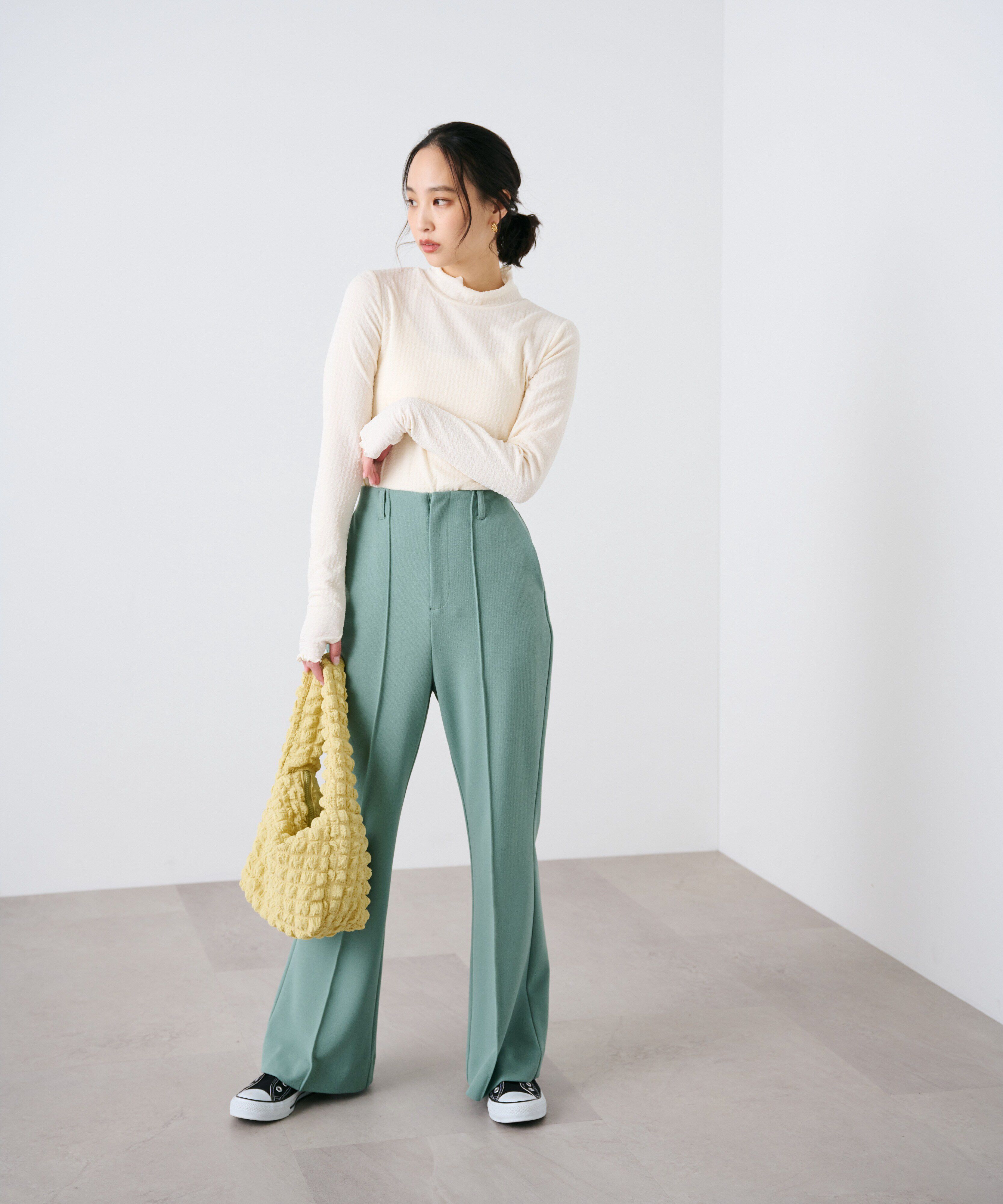  「ポコポコジャガードハイネックカットソー」|Tシャツ・カットソー|