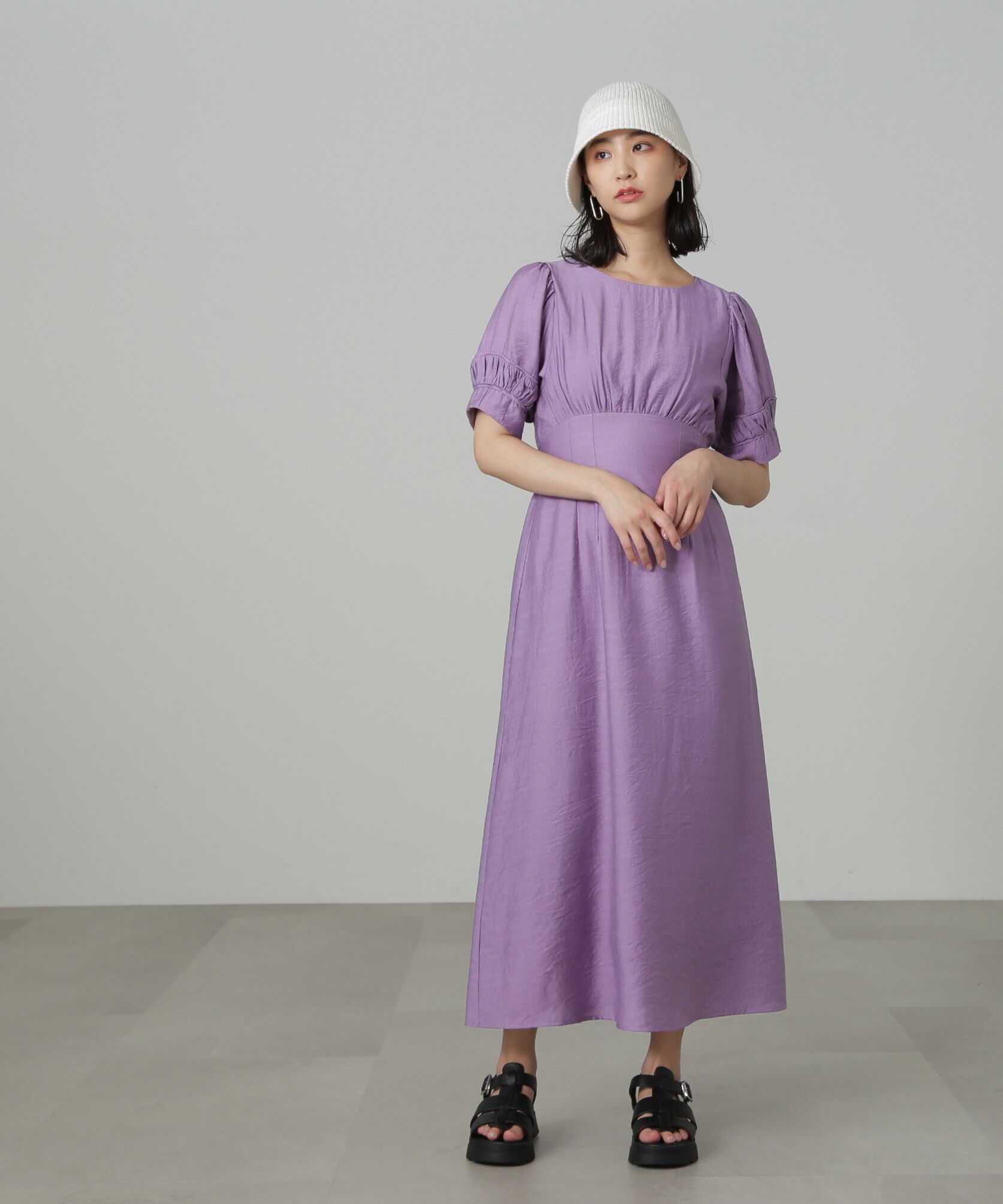  「パフスリーブバックリボンワンピース」|ワンピース|