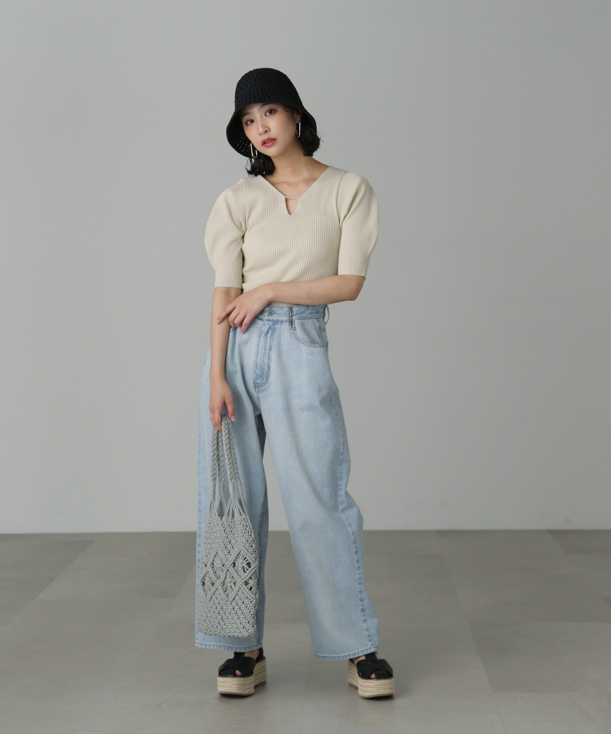  「キーネックリブニット」|ニット・セーター|