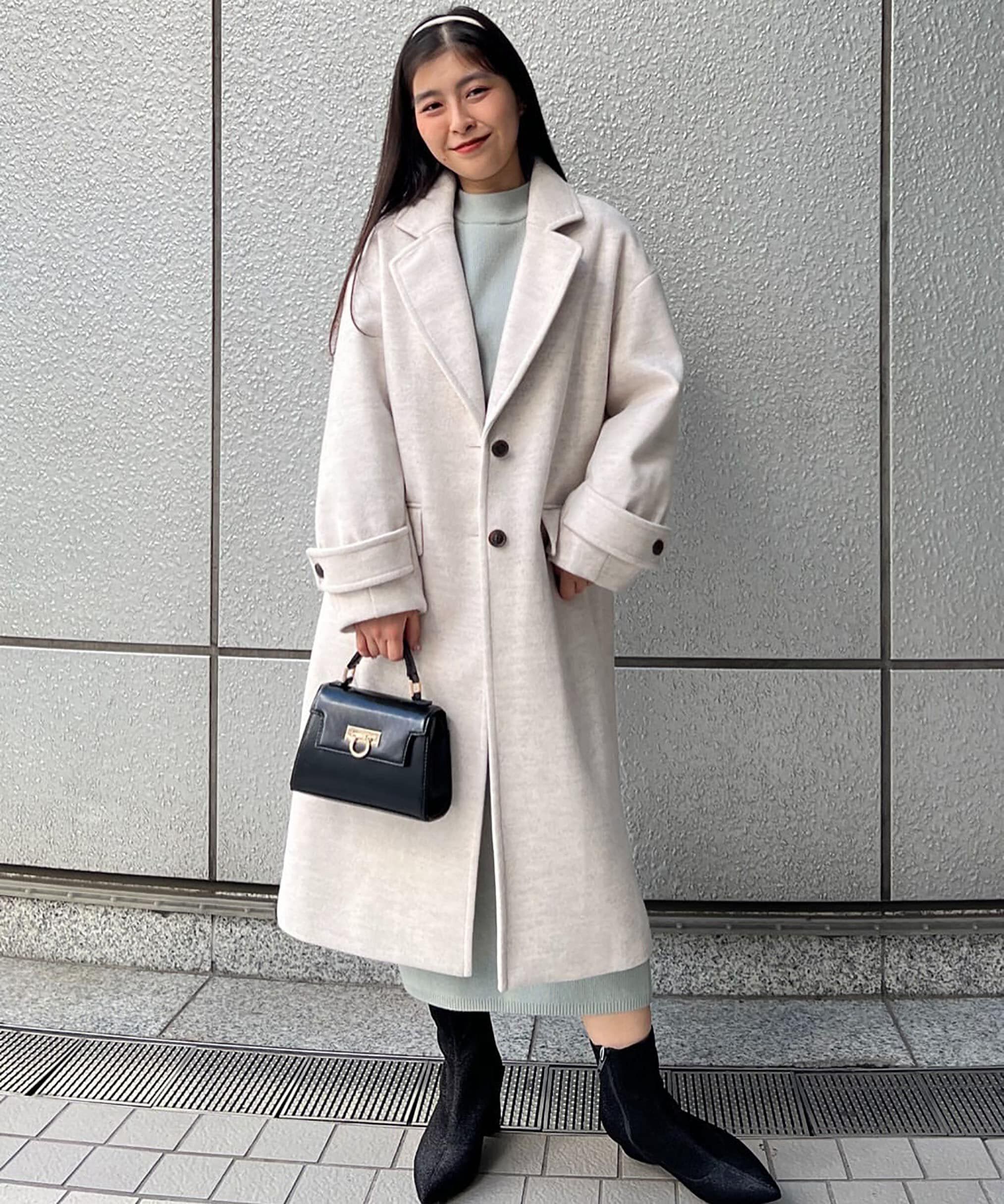  「[低身長サイズ/Sシリーズ]メルトンルーズチェスターロングコート」|その他|