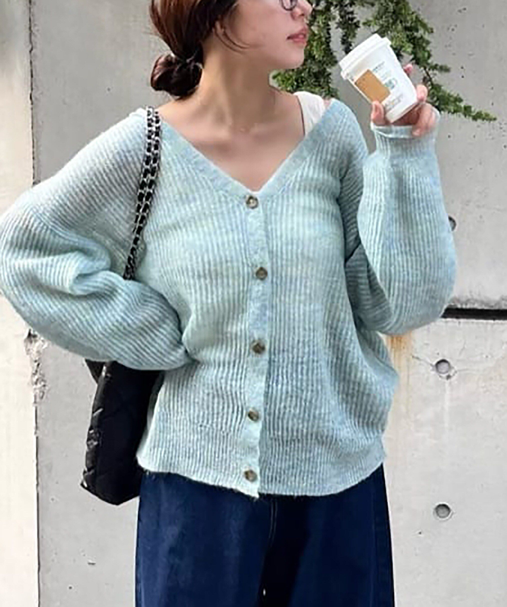  「シアーモヘヤライクニットカーディガン」|ニット・セーター|サックス