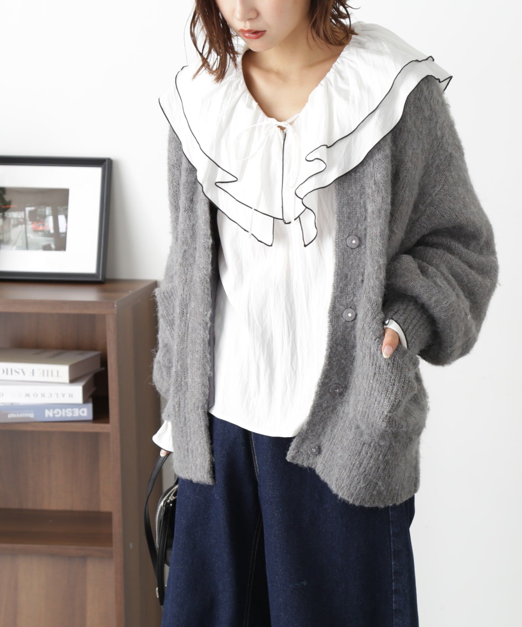  「ミックス起毛裏付きニットジャケット」|ニット・セーター|