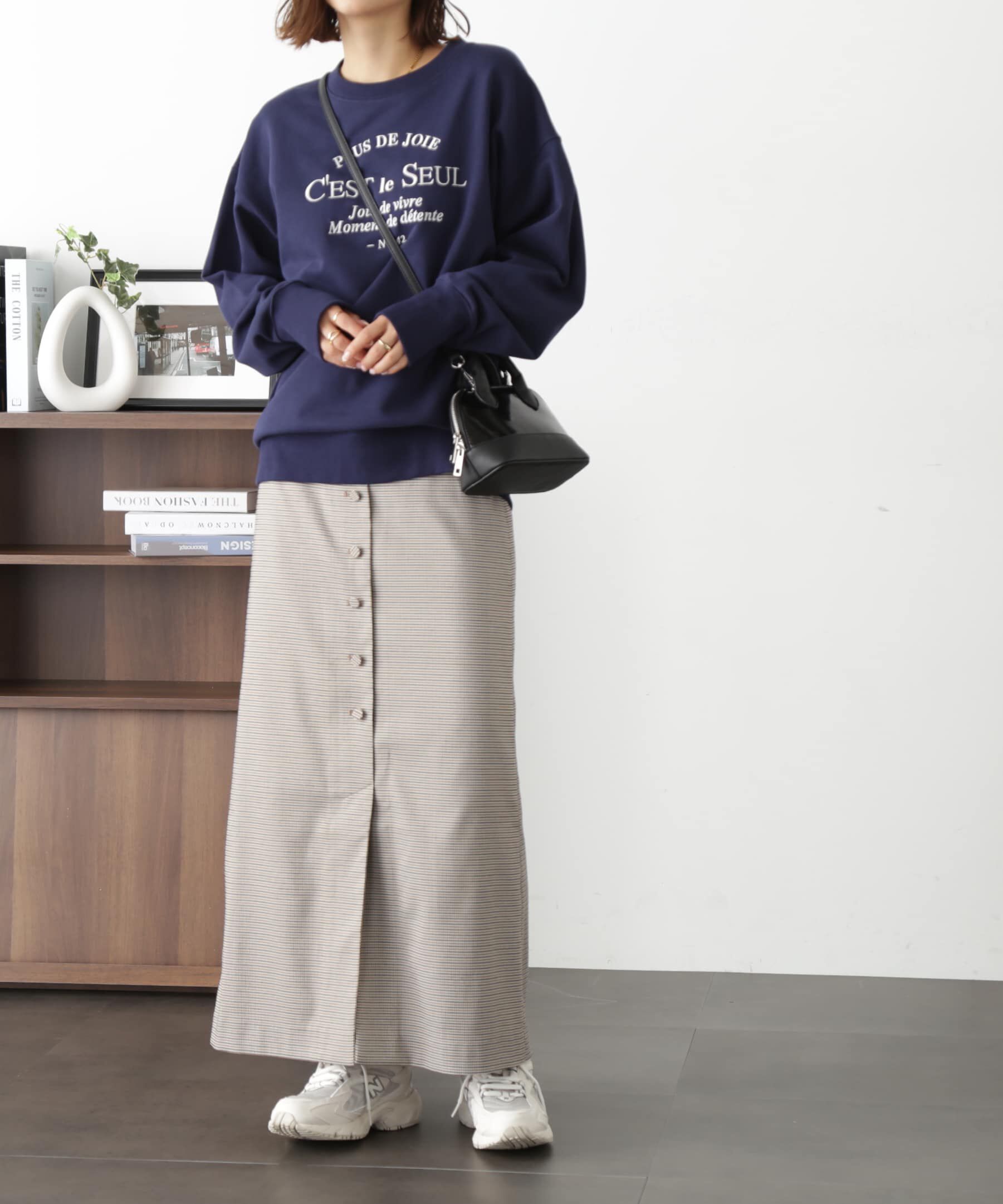  「[低身長サイズ/Sシリーズ]フロントボタンウエスト折り返しナロースカート」|スカート|