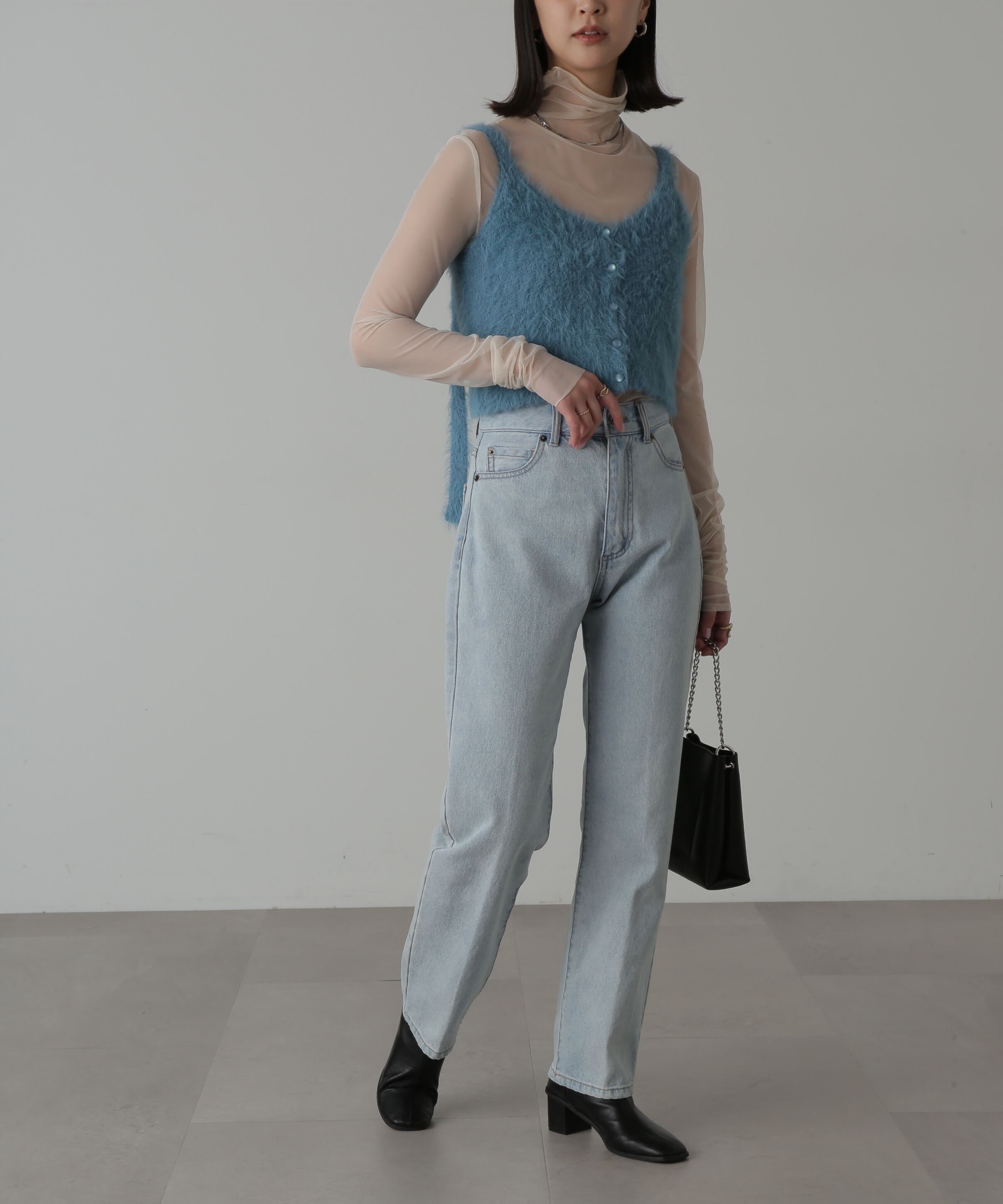  「フロントボタンシャギービスチェ」|ニット・セーター|