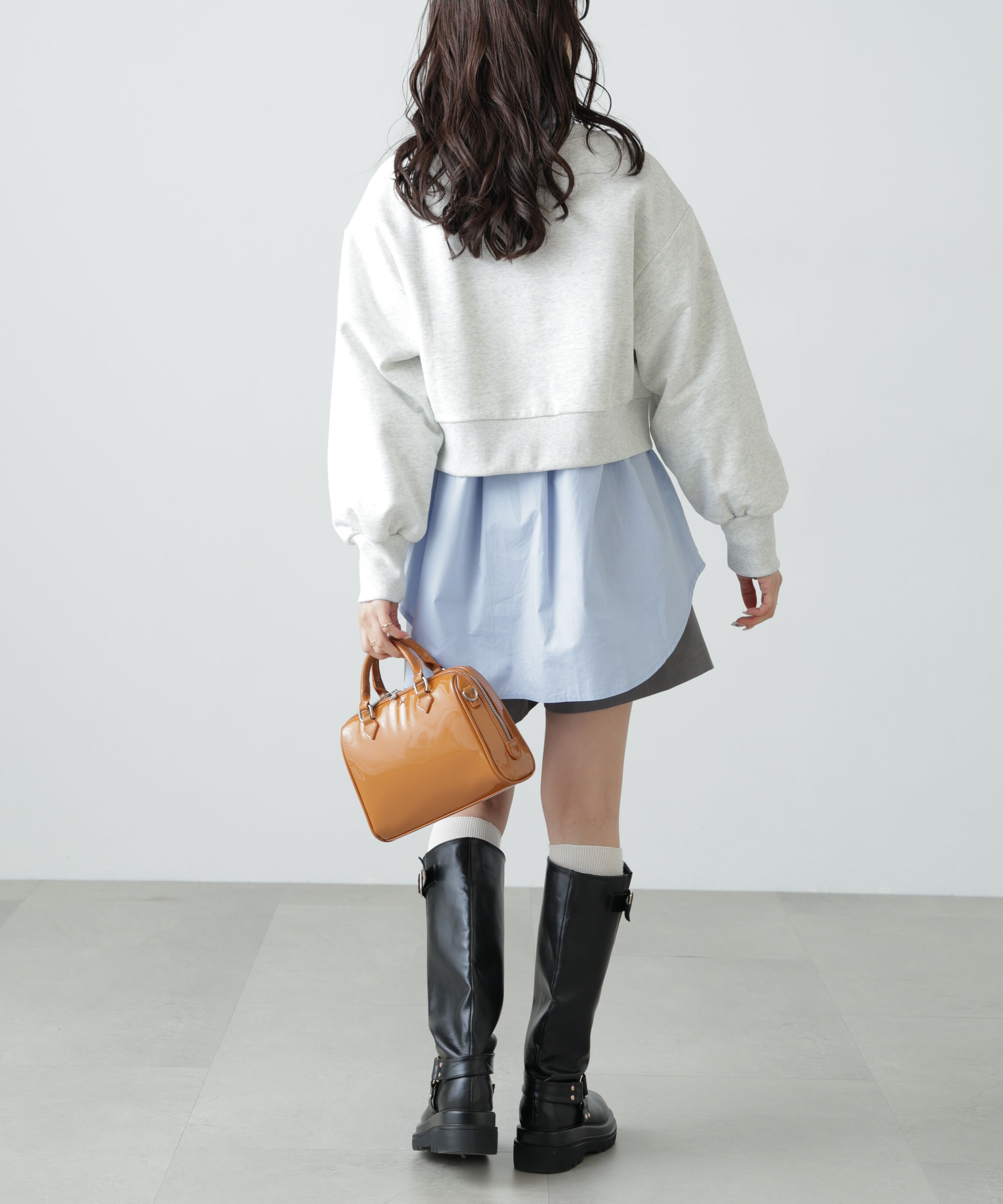  「サークルロゴ刺繍ショート丈スウェット」|Tシャツ・カットソー|