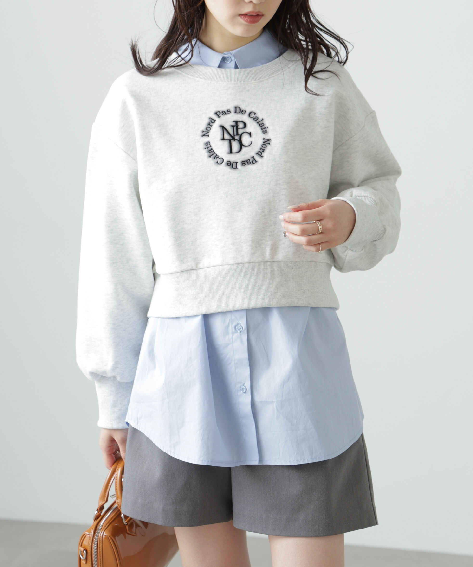  「サークルロゴ刺繍ショート丈スウェット」|Tシャツ・カットソー|