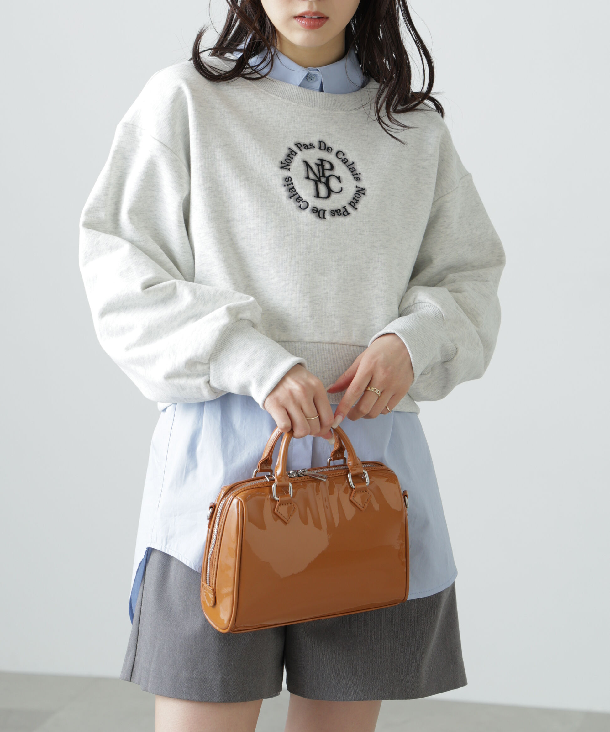  「サークルロゴ刺繍ショート丈スウェット」|Tシャツ・カットソー|