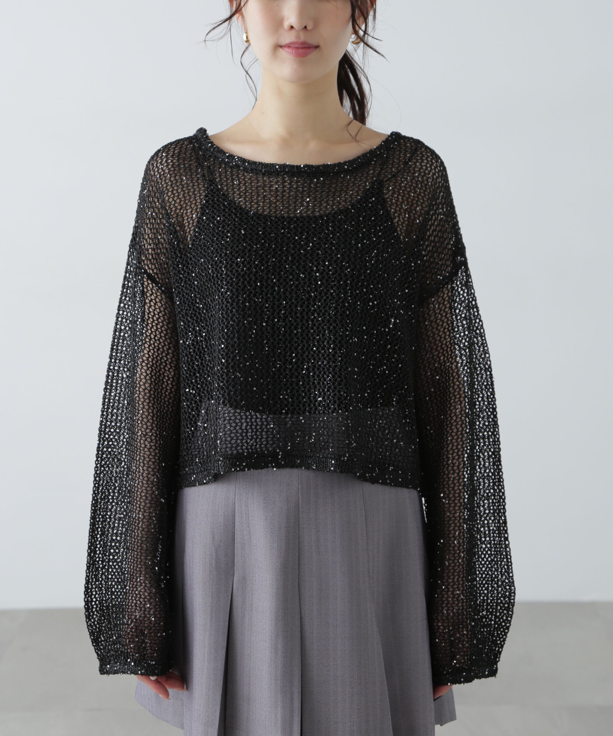  「メッシュスパンコールニット」|ニット・セーター|