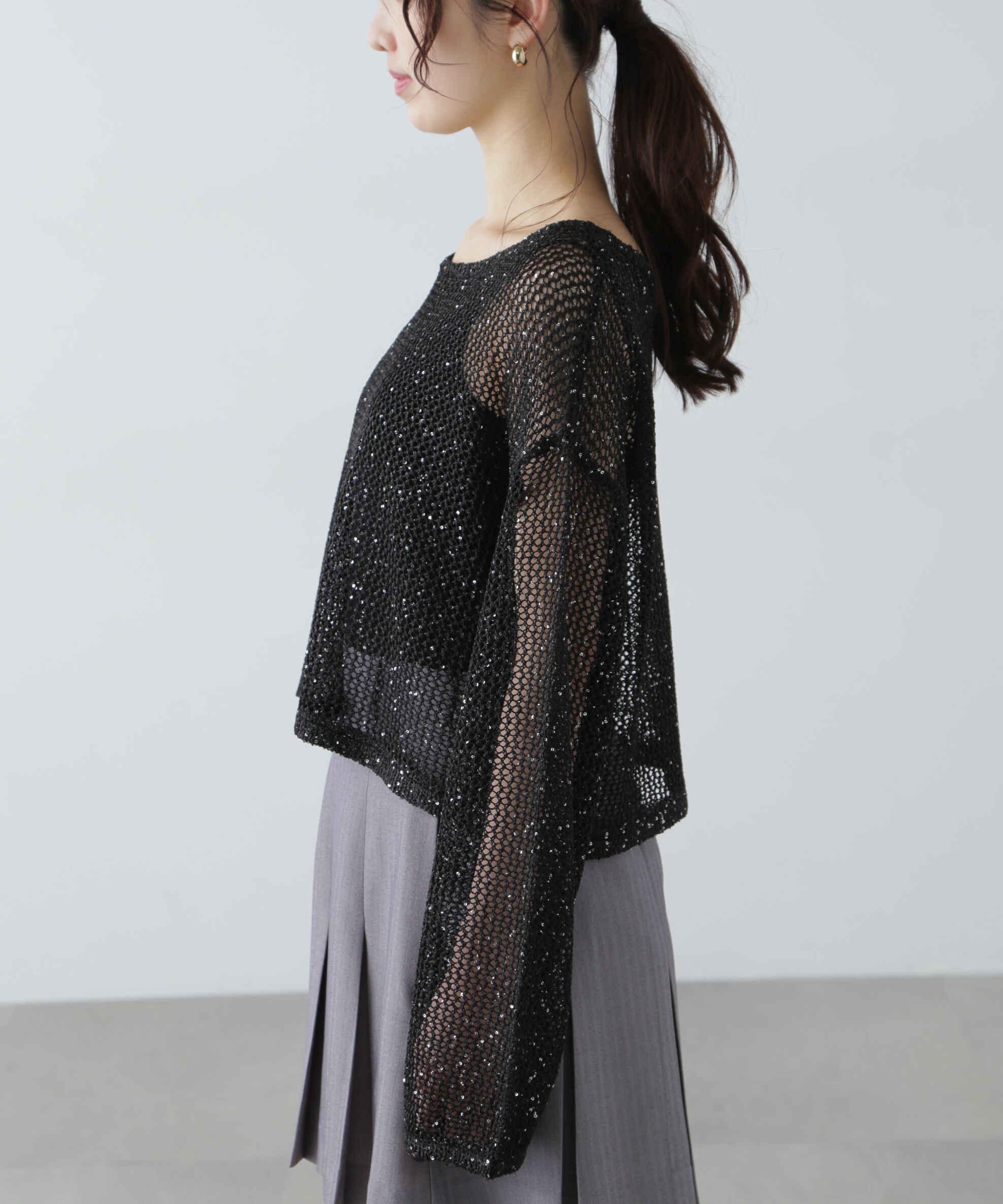  「メッシュスパンコールニット」|ニット・セーター|