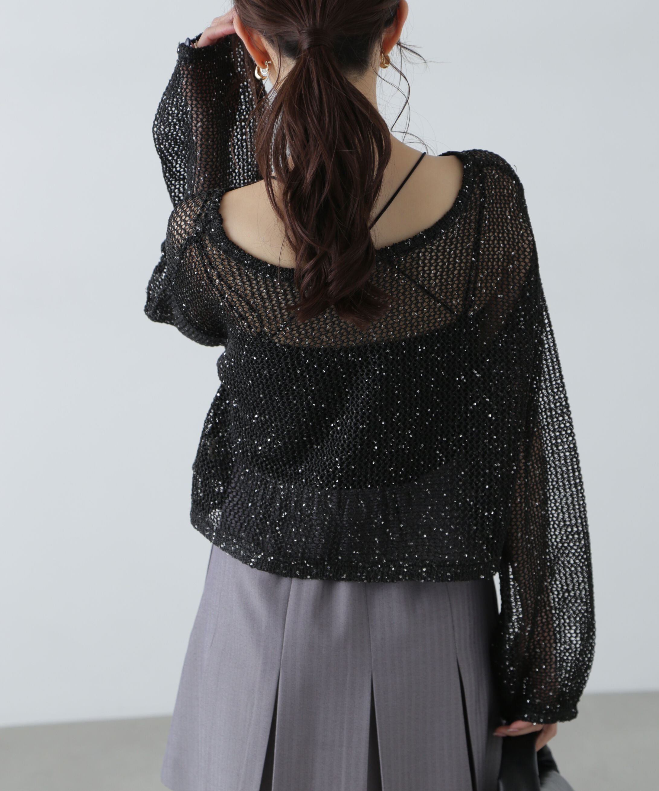  「メッシュスパンコールニット」|ニット・セーター|