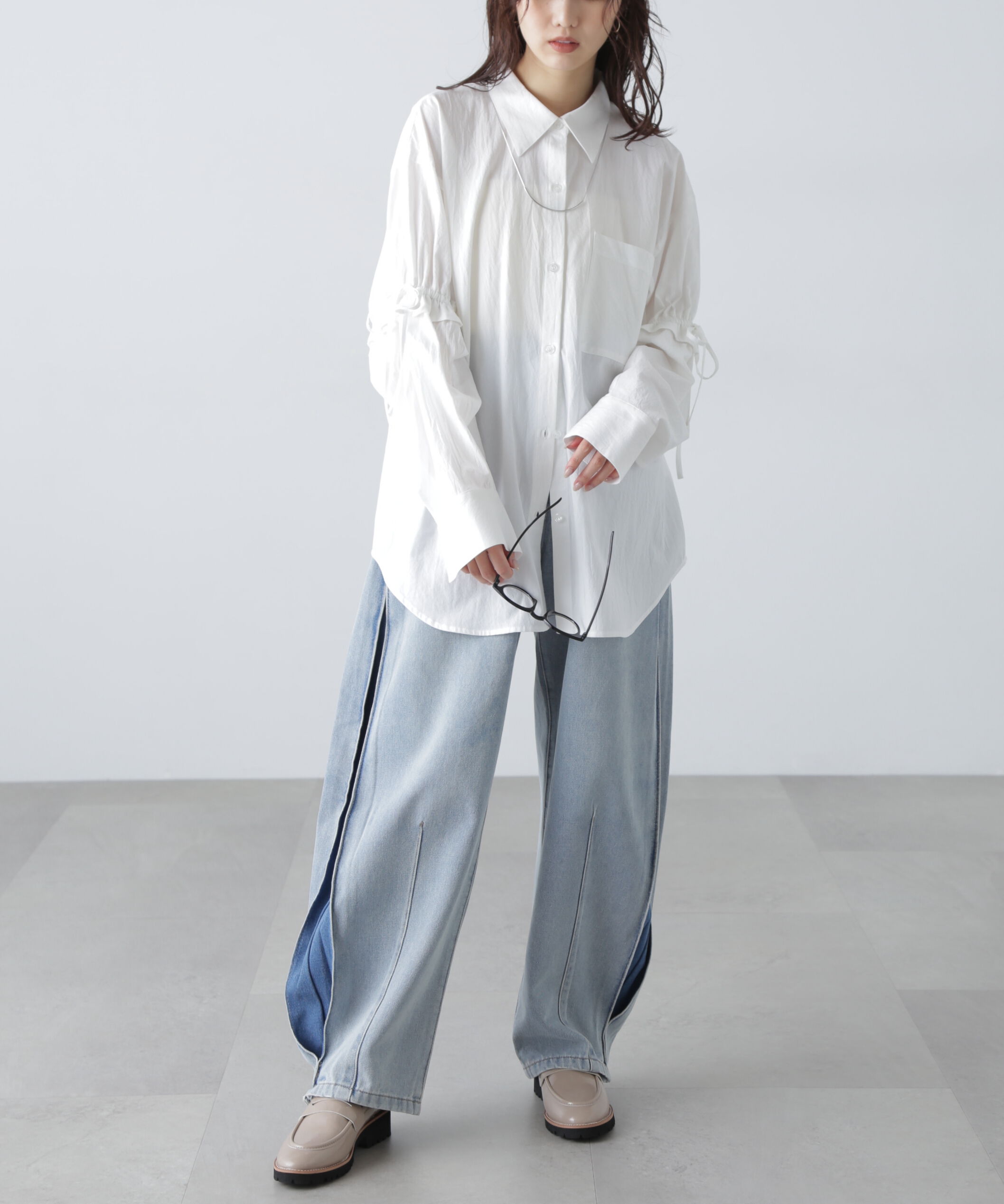  「袖ドロストオーバーシャツ」|シャツ・ブラウス|