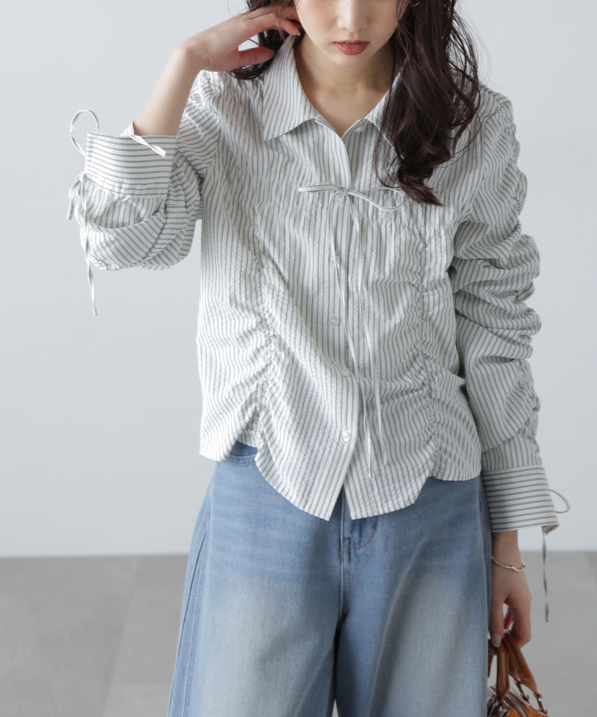  「シャーリングストライプシャツ」|シャツ・ブラウス|