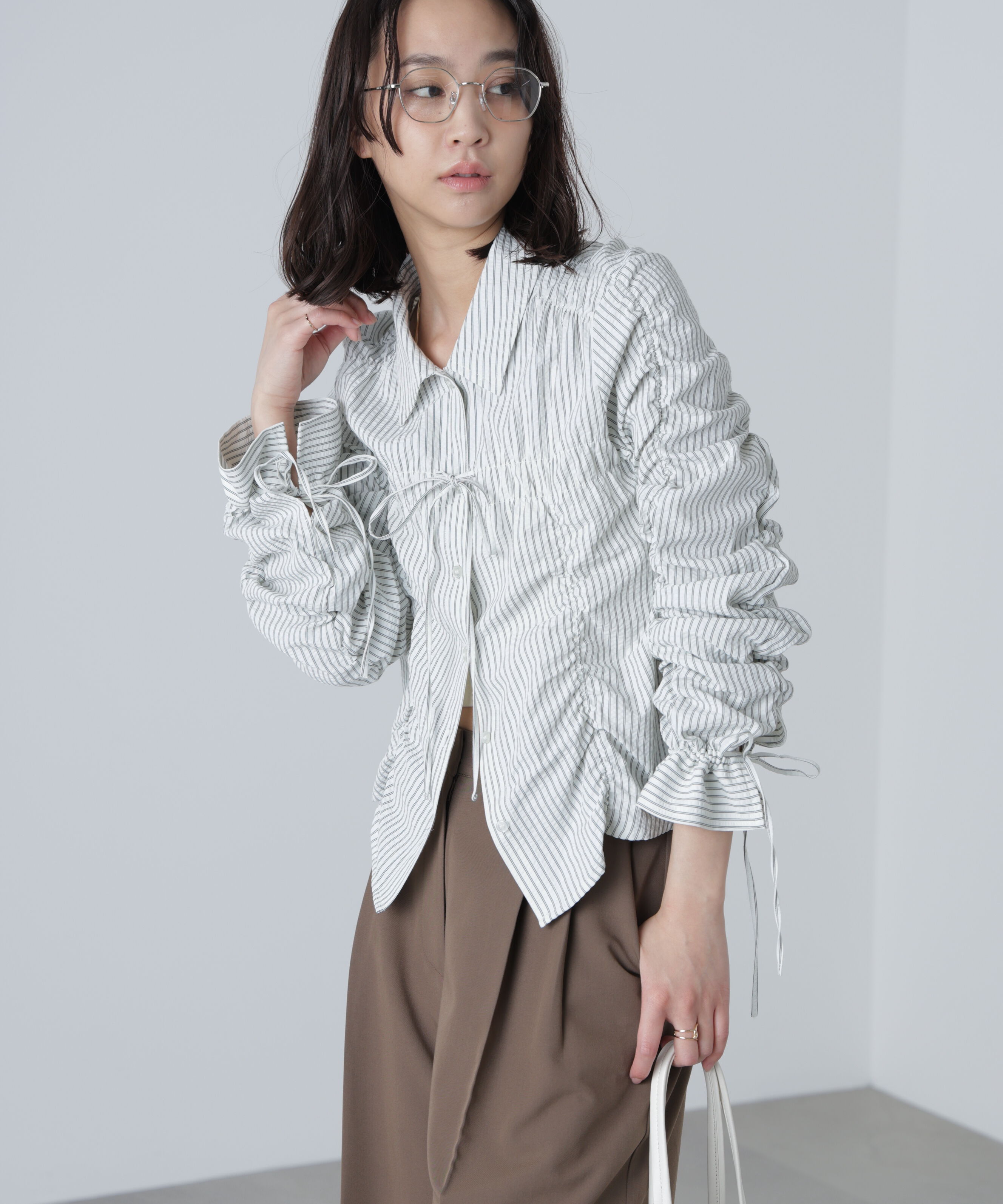  「シャーリングストライプシャツ」|シャツ・ブラウス|