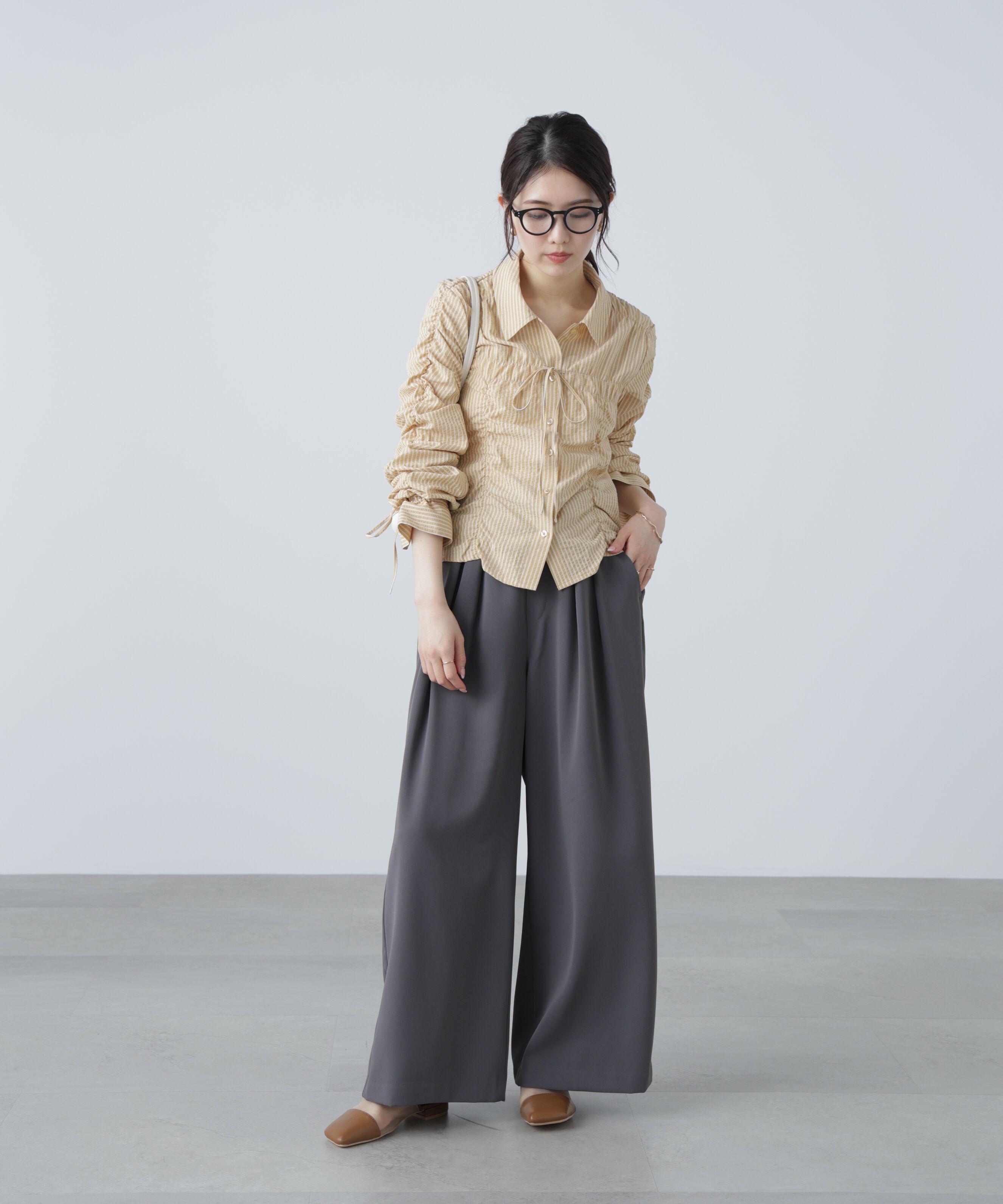  「シャーリングストライプシャツ」|シャツ・ブラウス|