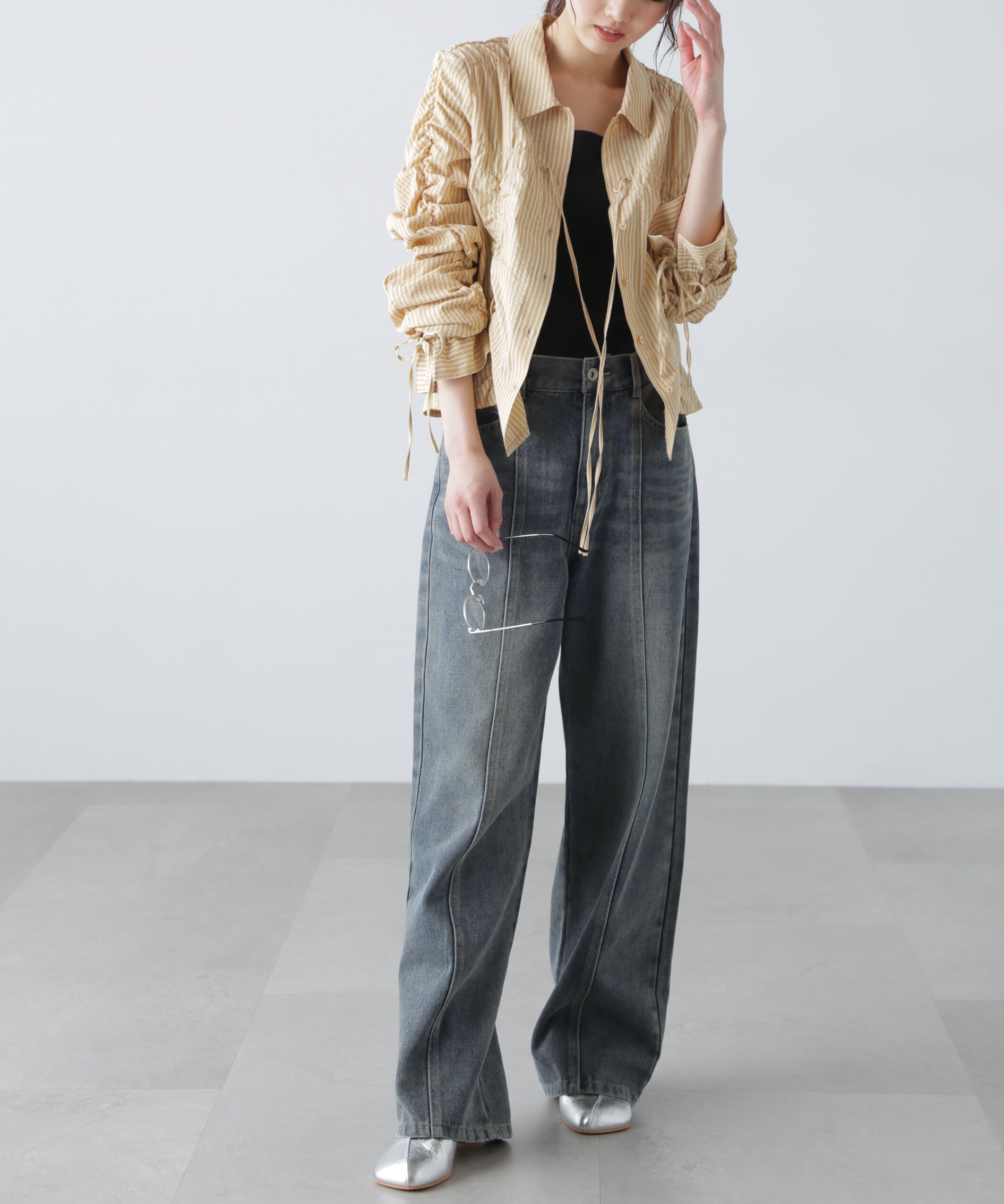  「シャーリングストライプシャツ」|シャツ・ブラウス|