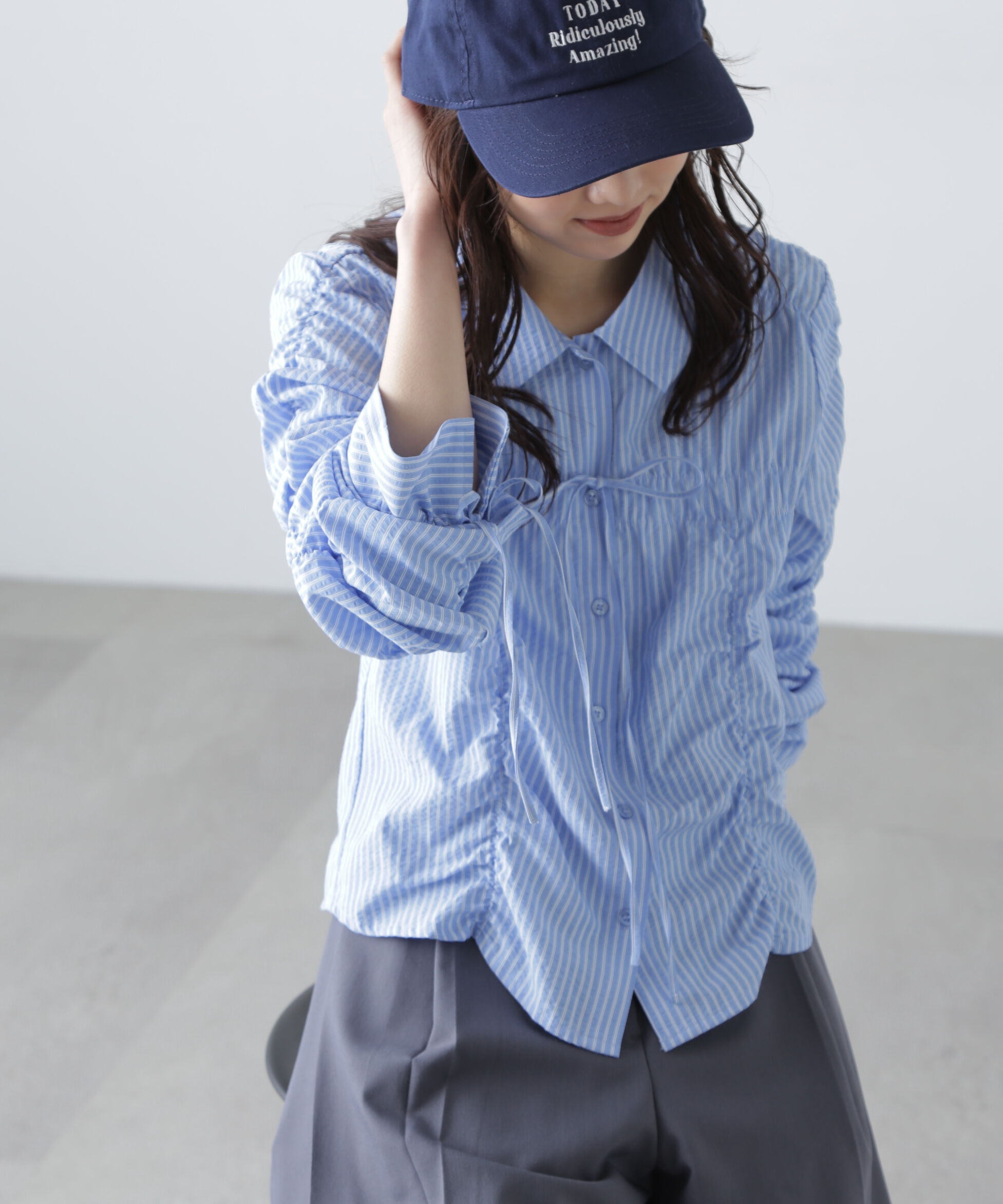  「シャーリングストライプシャツ」|シャツ・ブラウス|