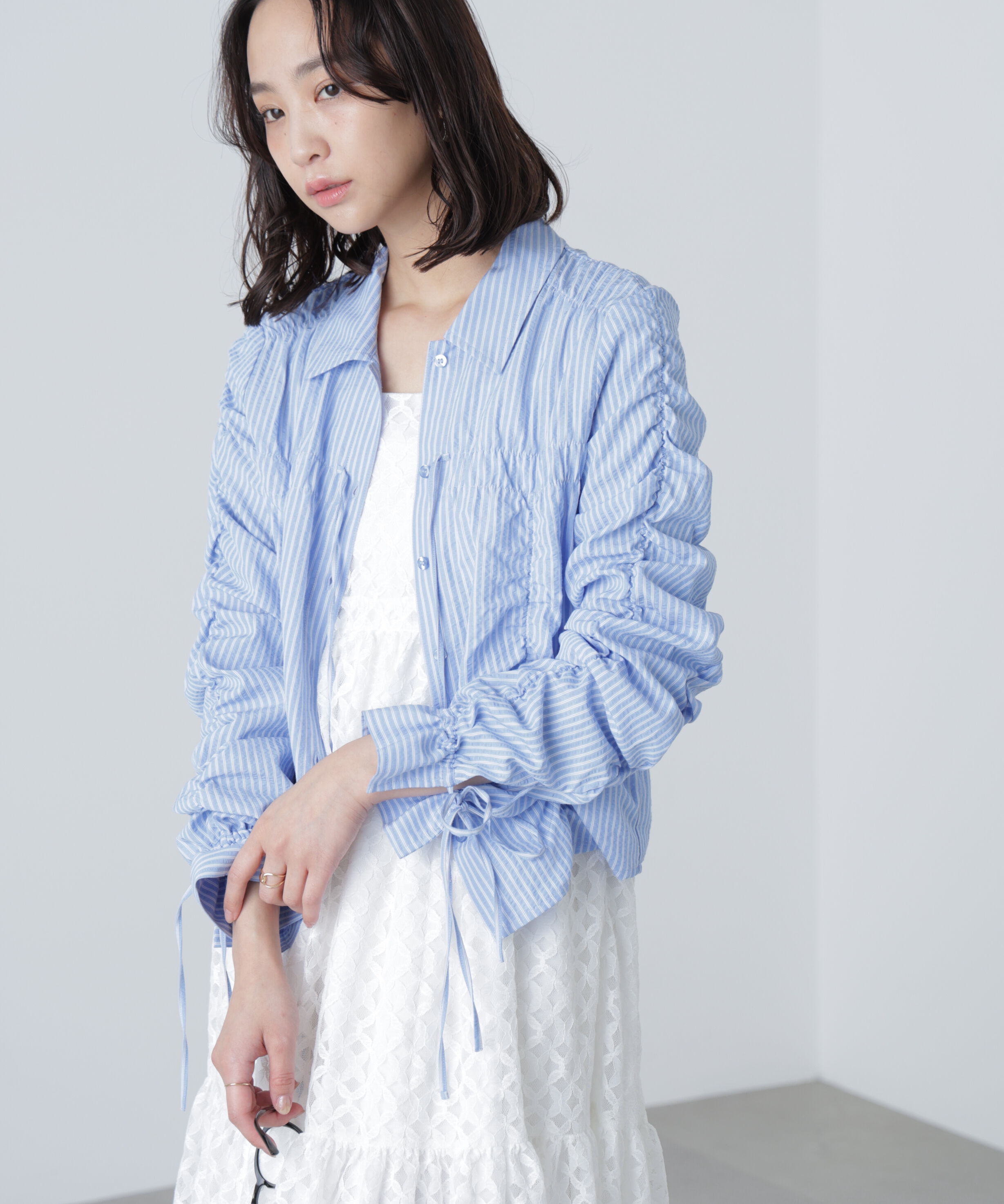  「シャーリングストライプシャツ」|シャツ・ブラウス|