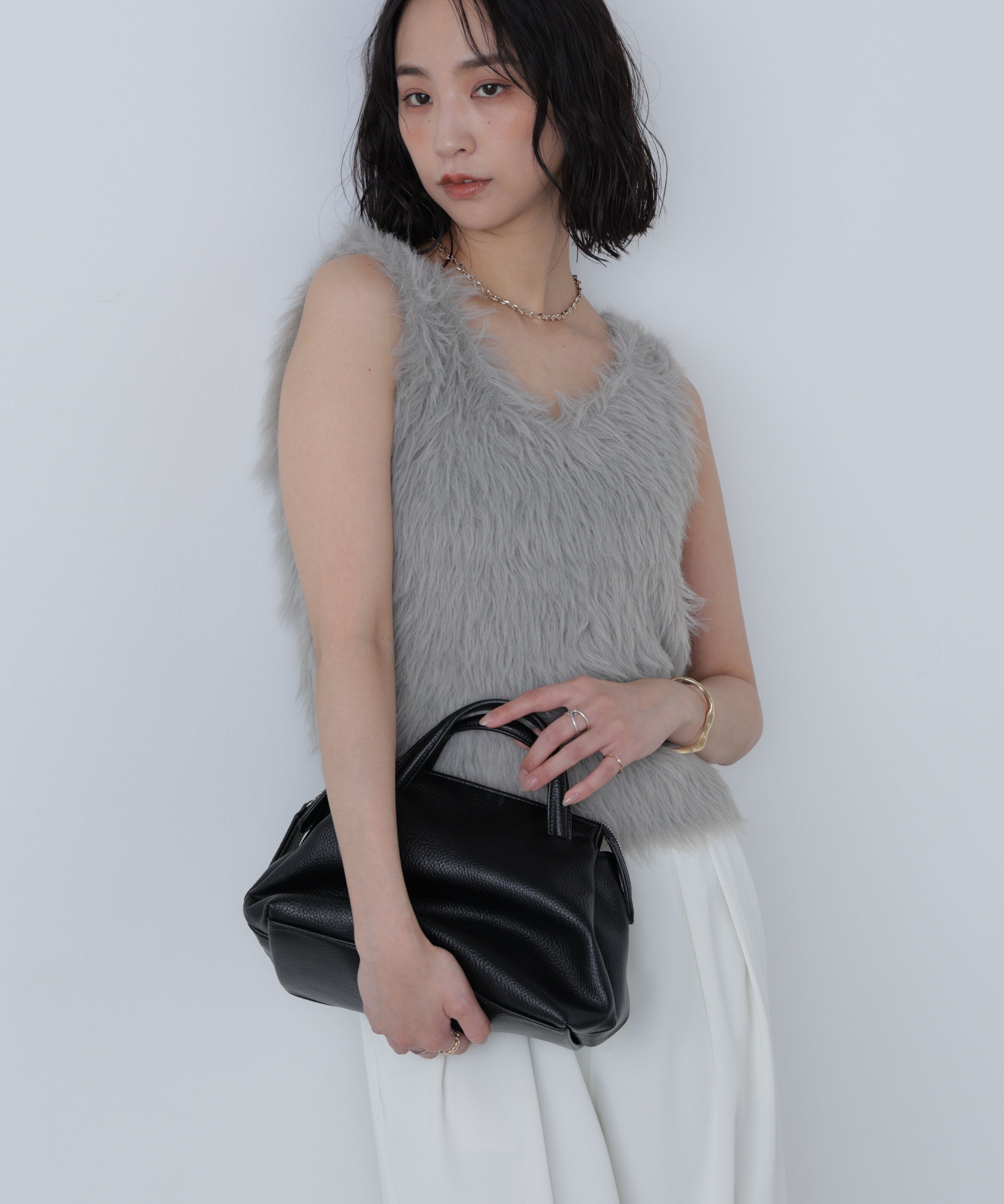  「ロングシャギーノースリニット」|ニット・セーター|グレーベージ