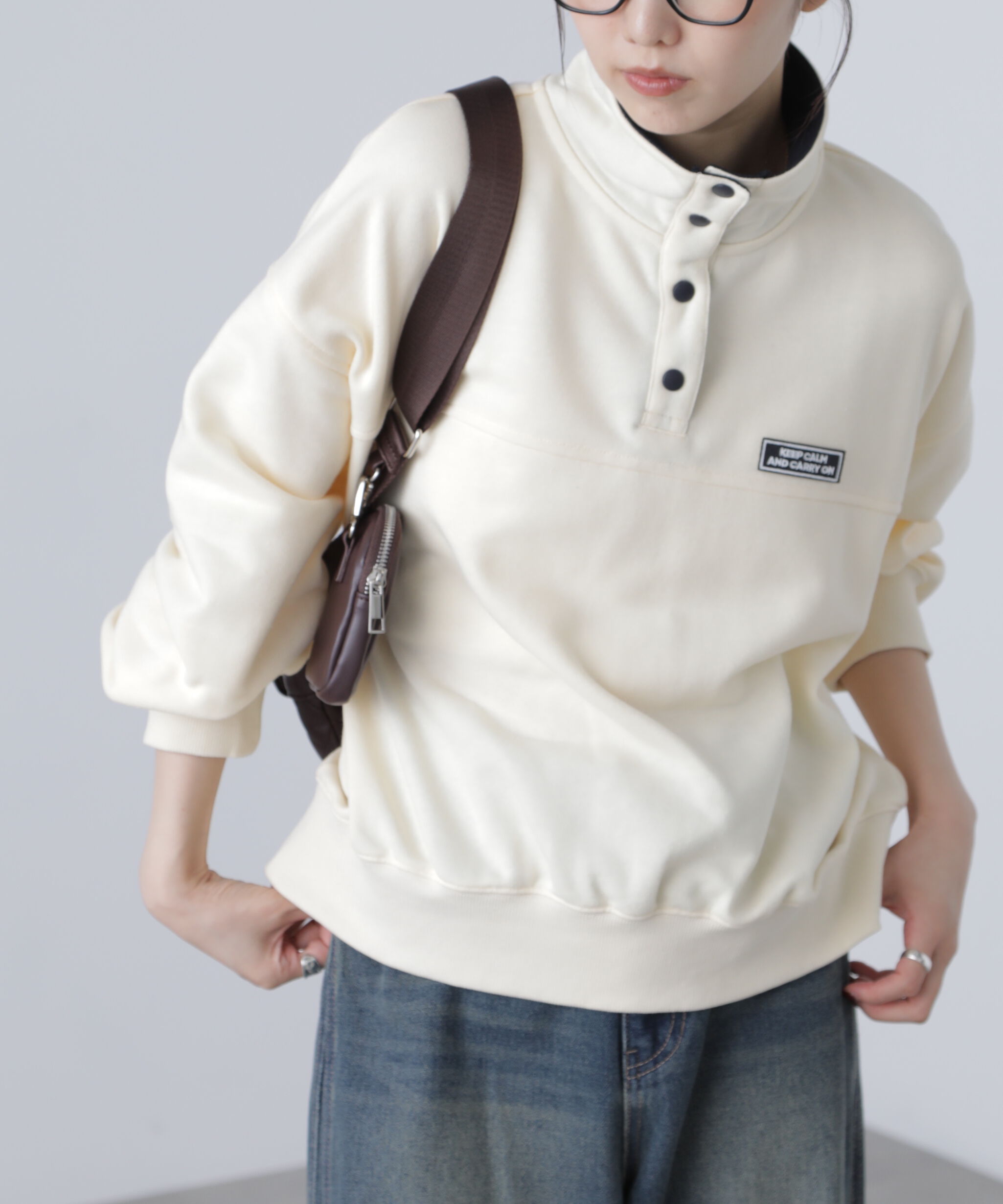  「スタンドネックバイカラースウェット」|Tシャツ・カットソー|オフ