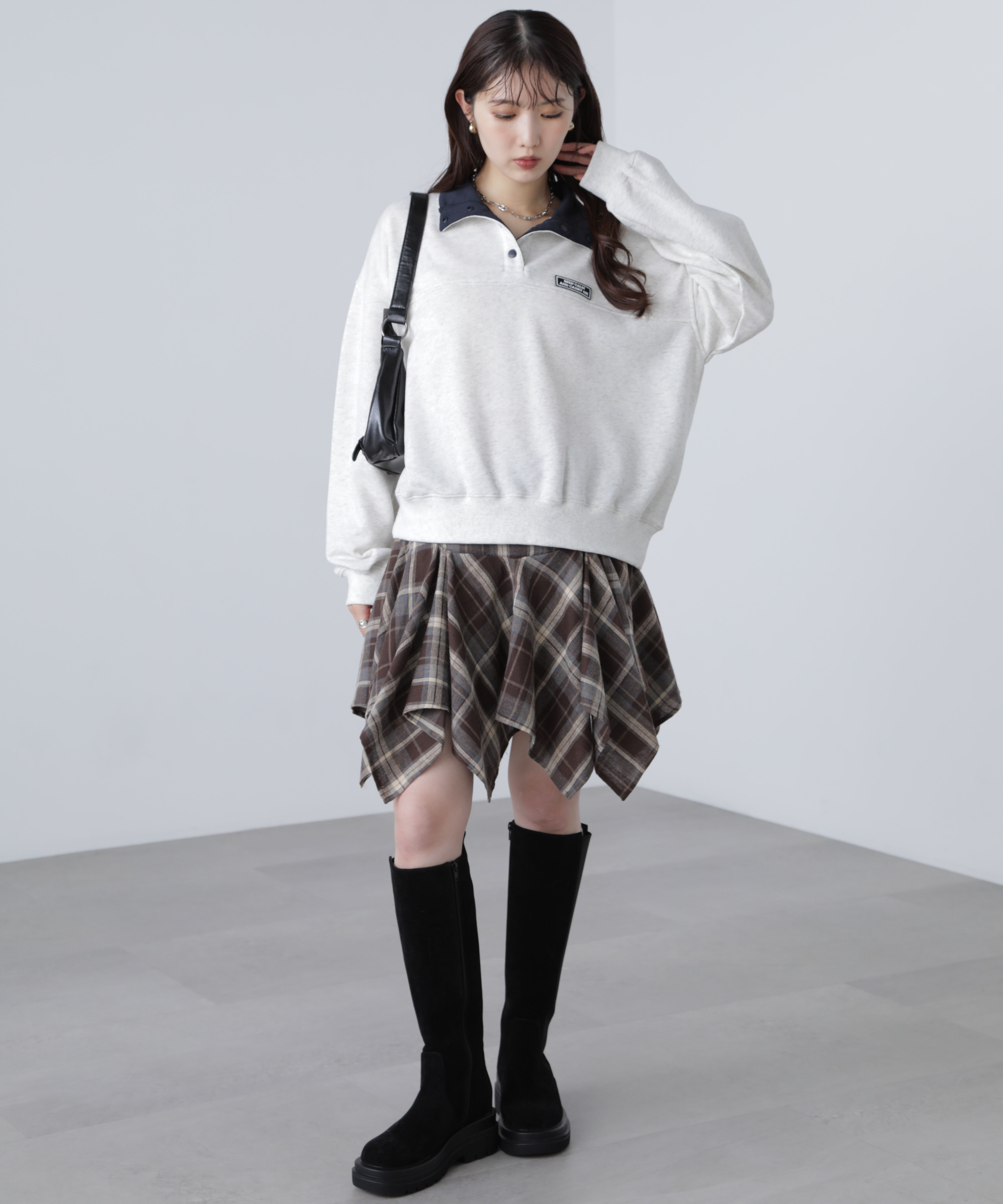  「スタンドネックバイカラースウェット」|Tシャツ・カットソー|