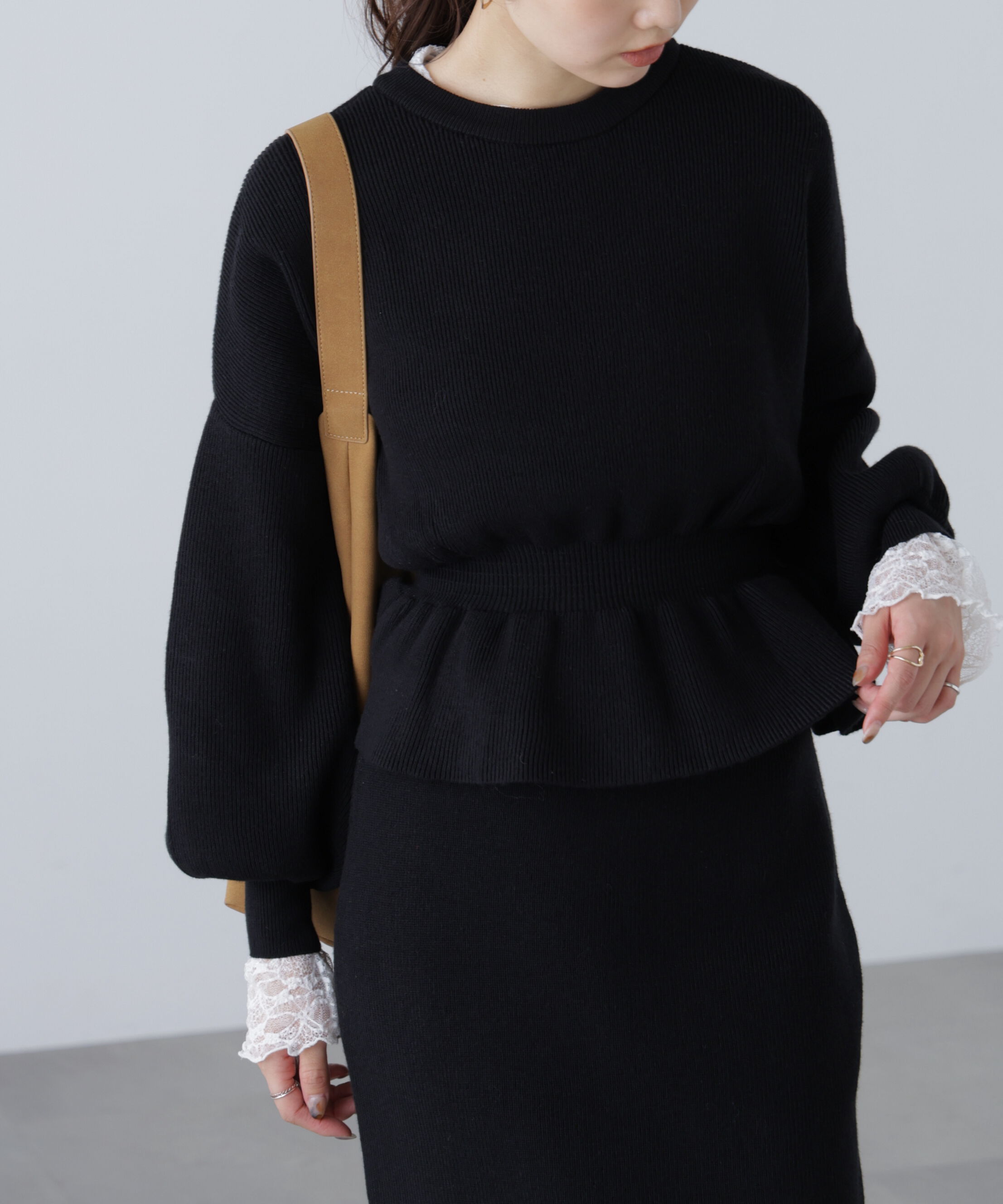  「ペプラムニットセットアップ」|ワンピース|