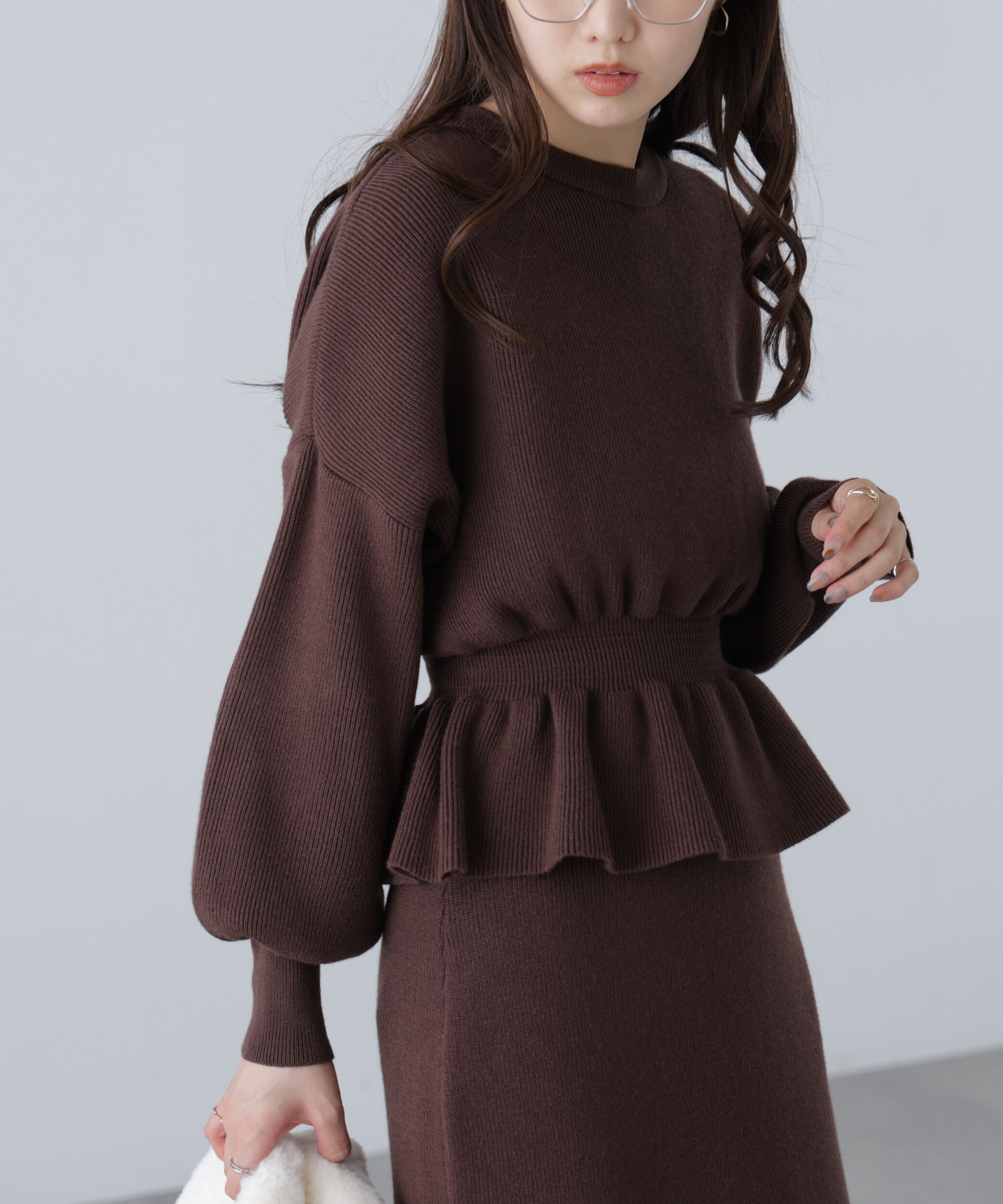  「ペプラムニットセットアップ」|ワンピース|