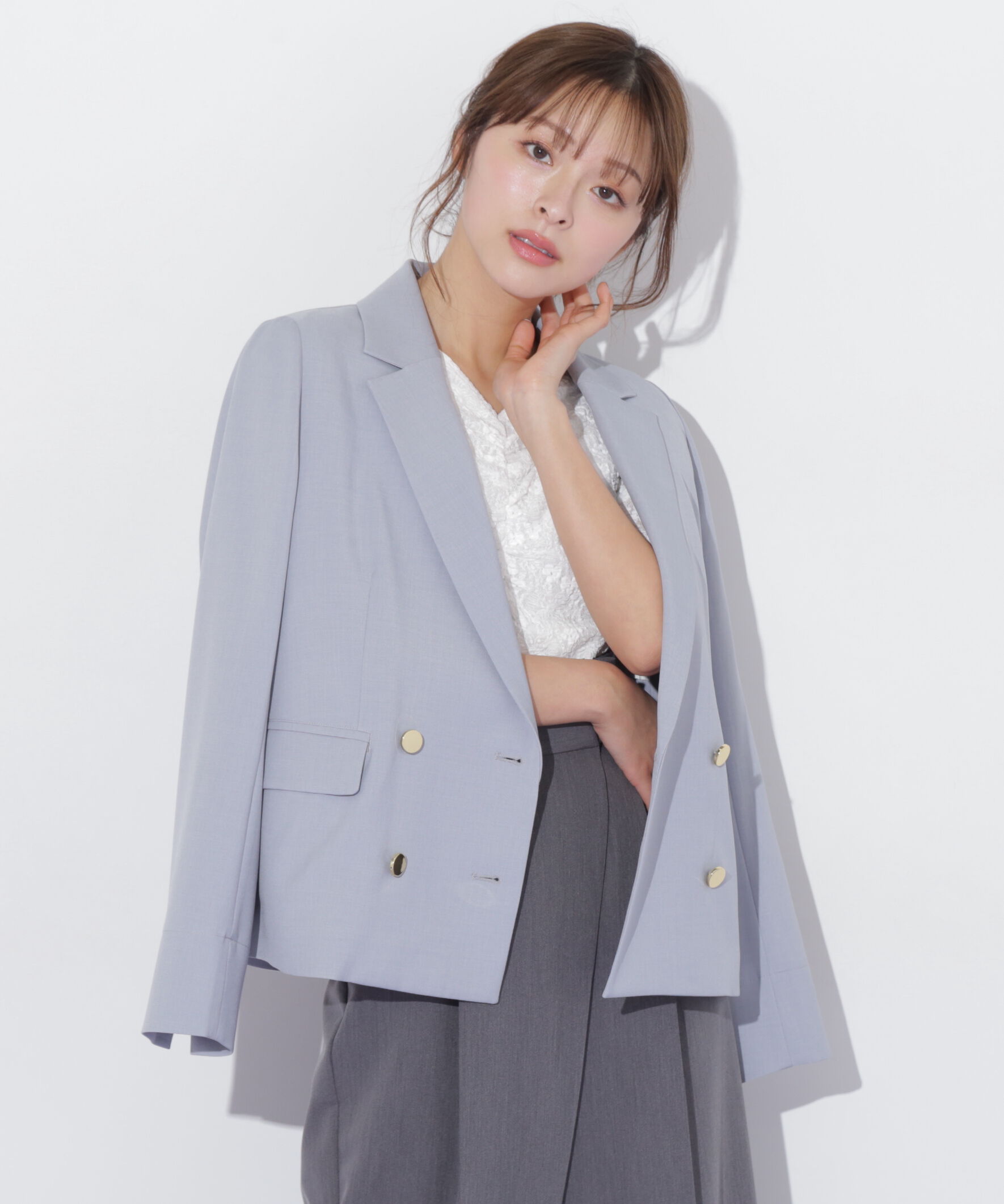  「〈セットアップ対応〉ダブルブレストテーラードジャケット」|その他|ブルー