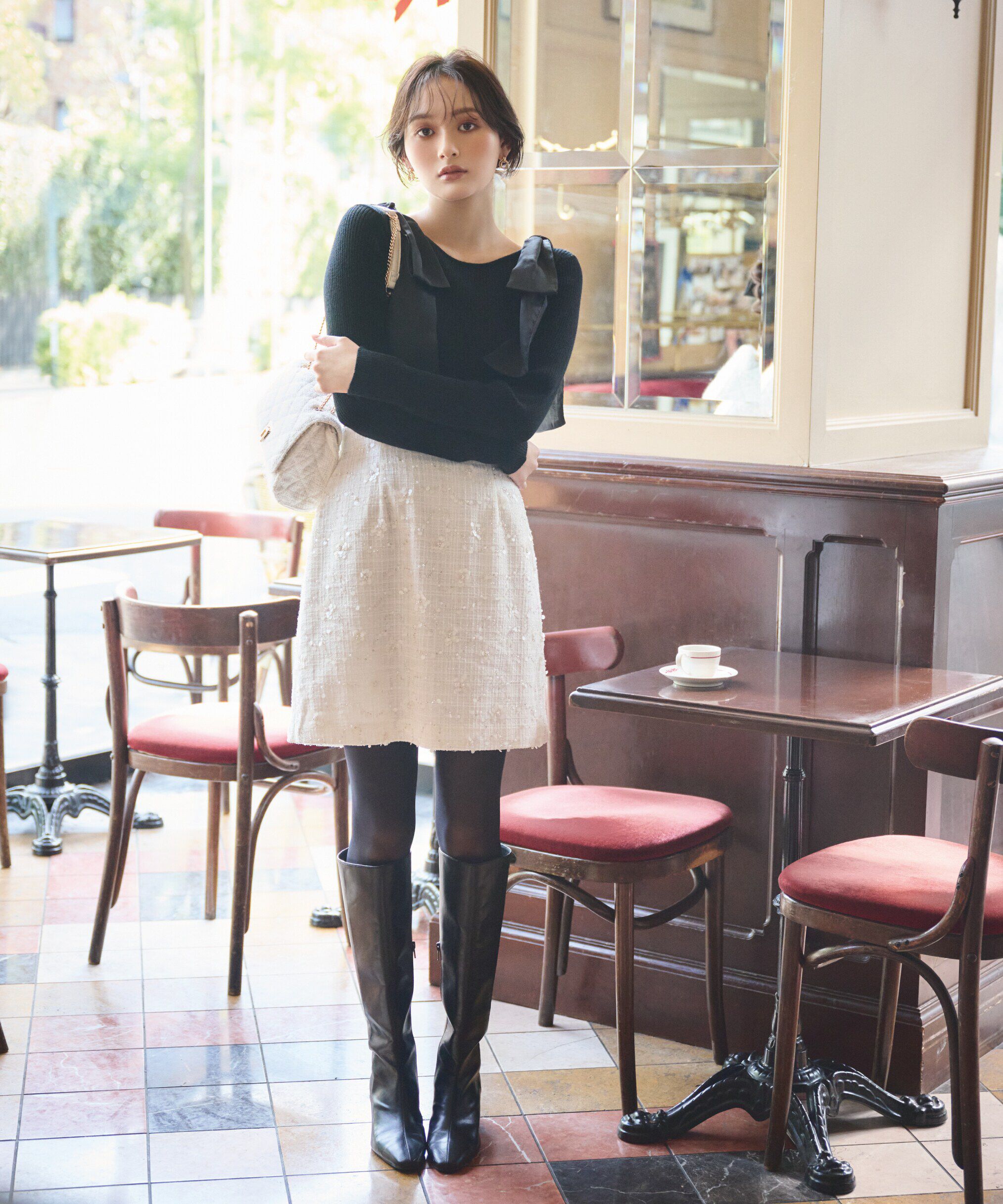 PROPORTION BODY DRESSING「ビジューツイードミニスカート」|スカート|エクリュ1