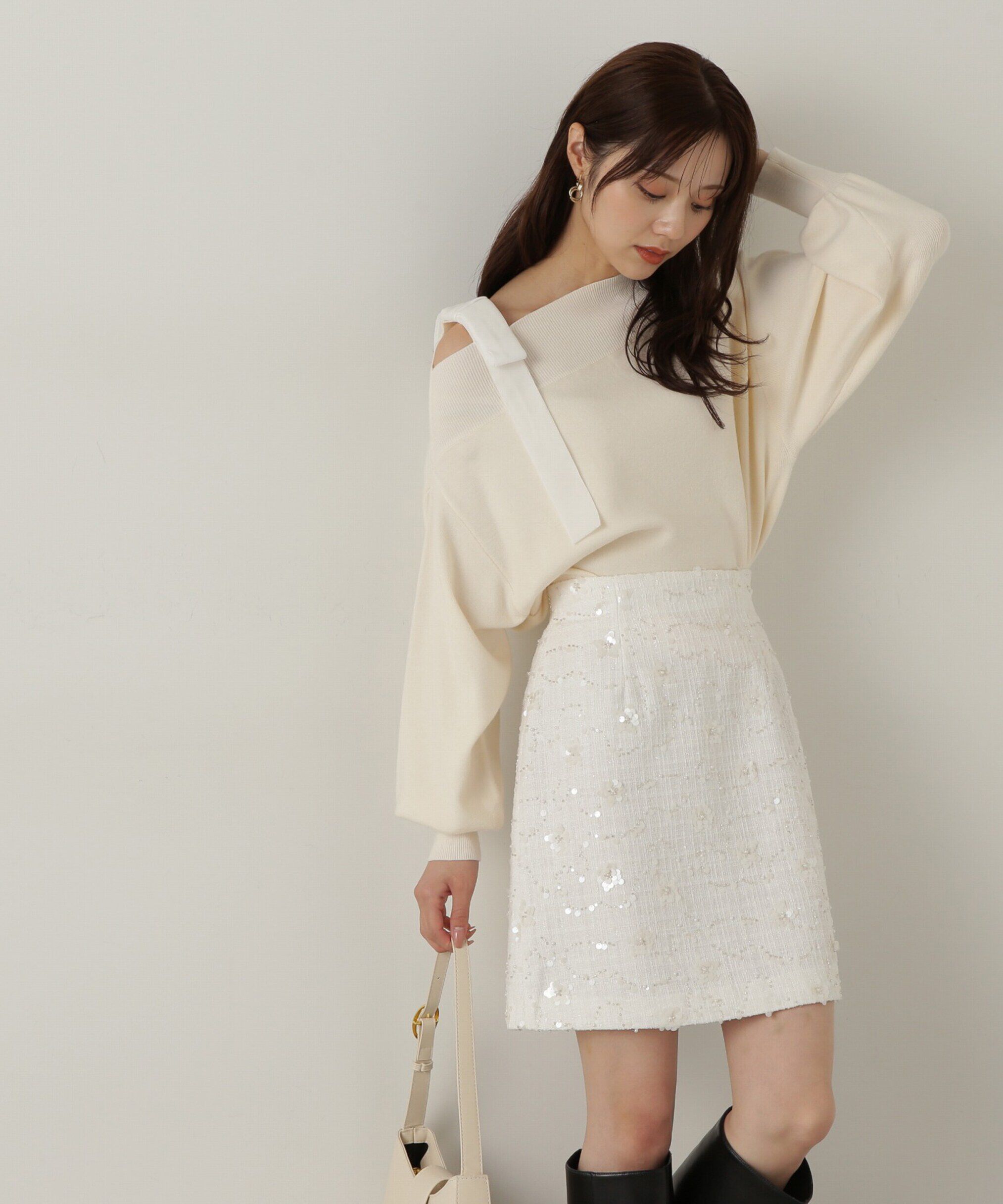 PROPORTION BODY DRESSING「ビジューツイードミニスカート」|スカート|