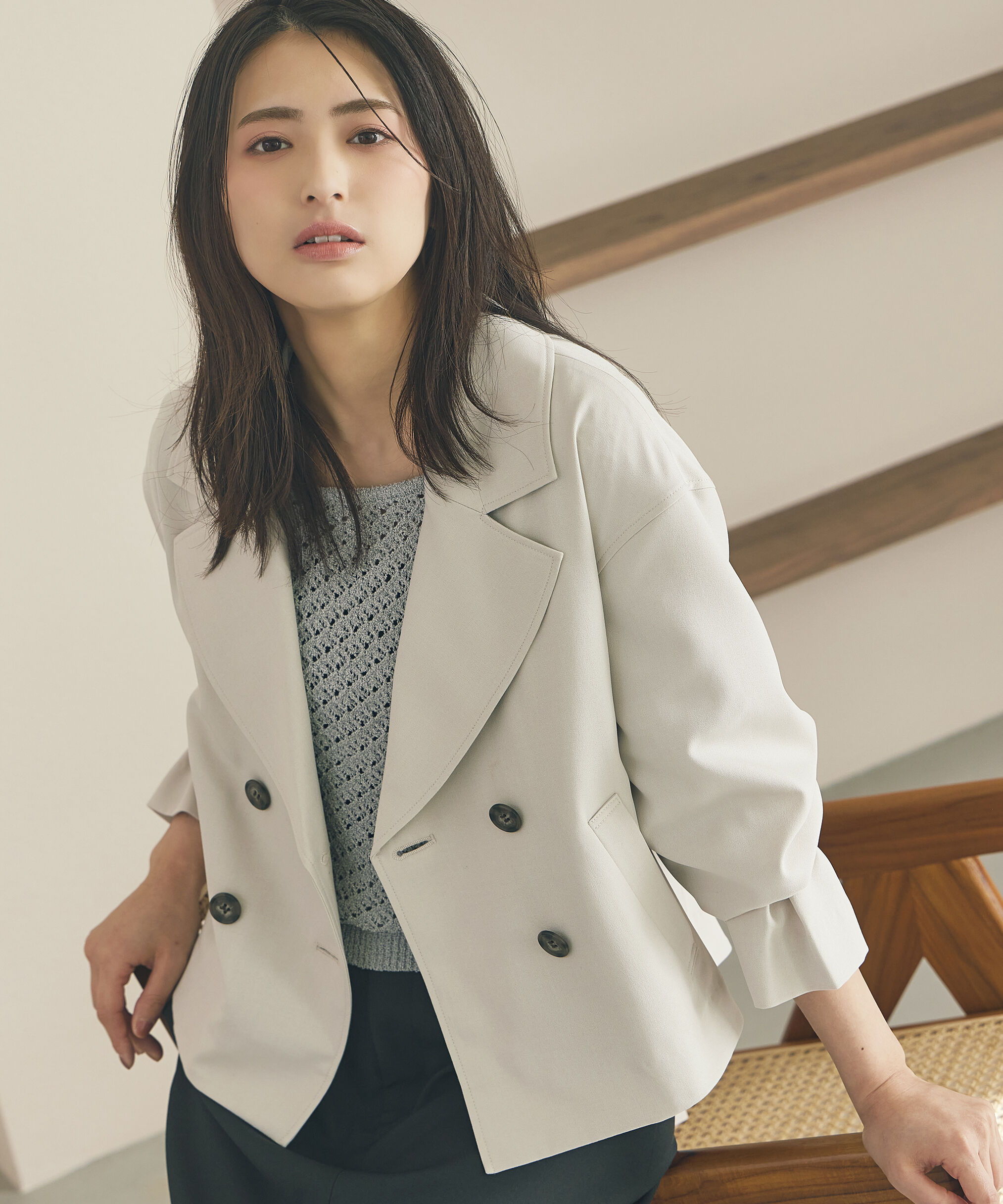 PROPORTION BODY DRESSING「ベーシックショートトレンチ」|ブルゾン・スタジャン|グレージュ