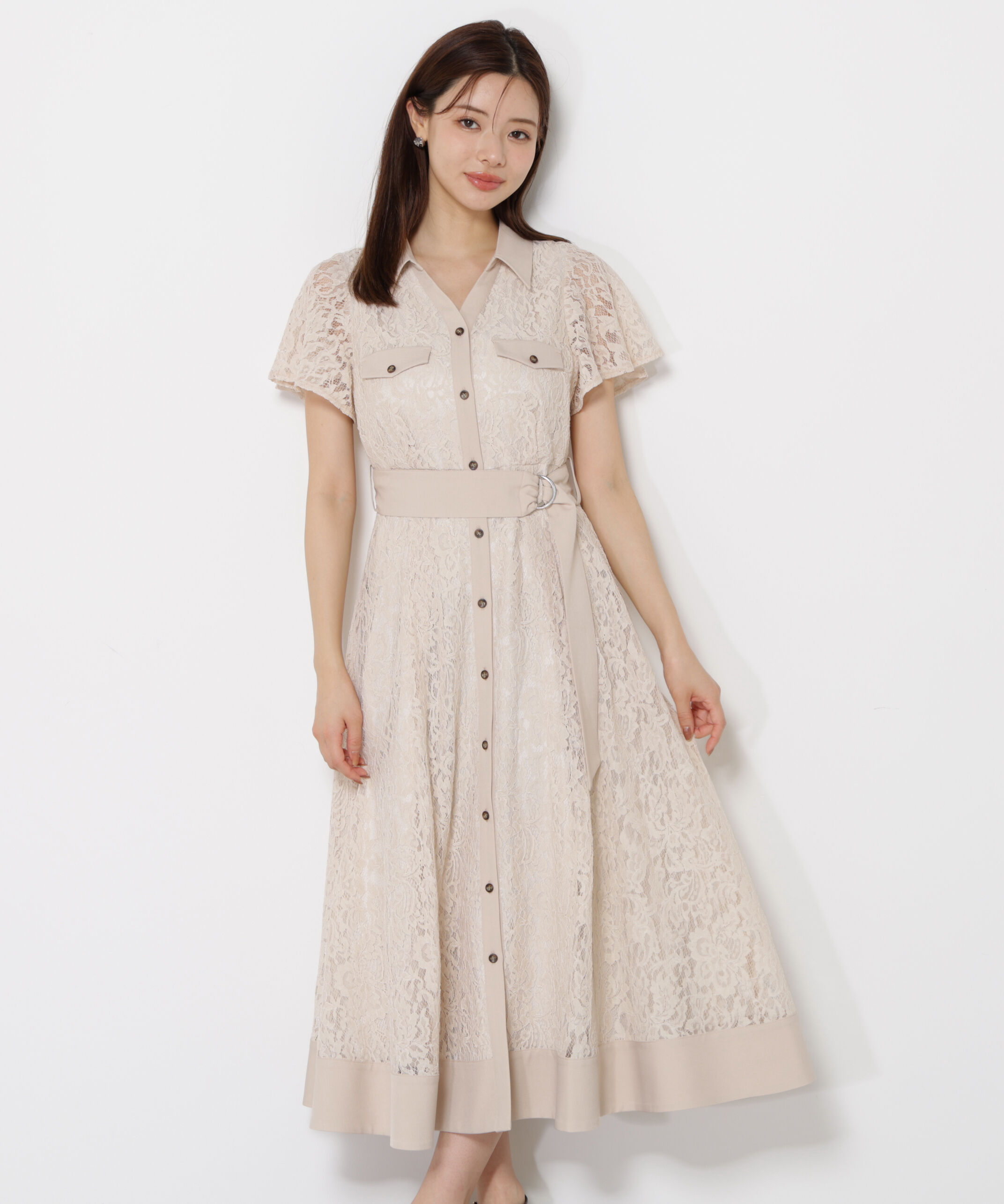 PROPORTION BODY DRESSING「レースシャツワンピース」|ワンピース|ベージュ