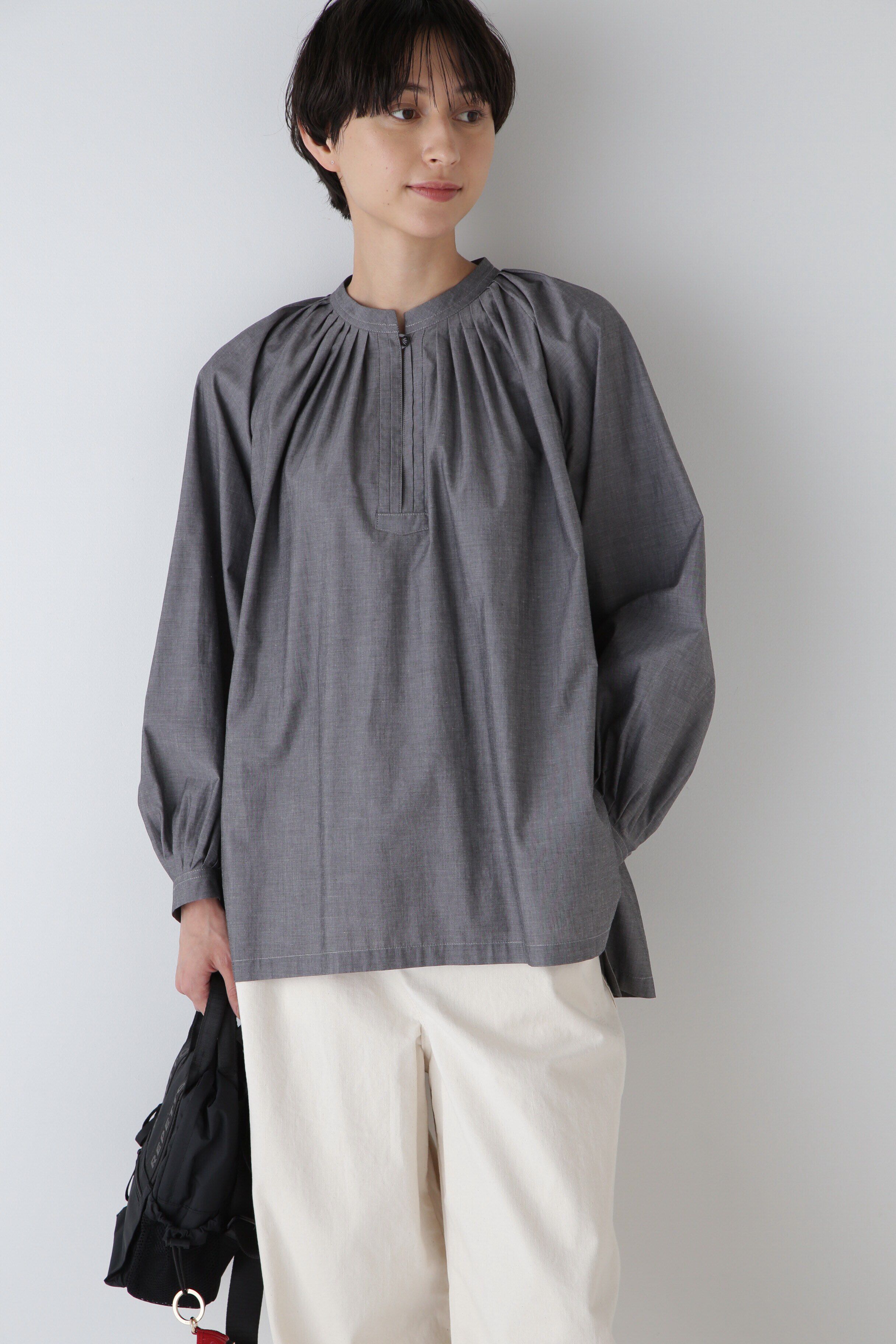  「◆タックプルオーバー」|シャツ・ブラウス|グレー