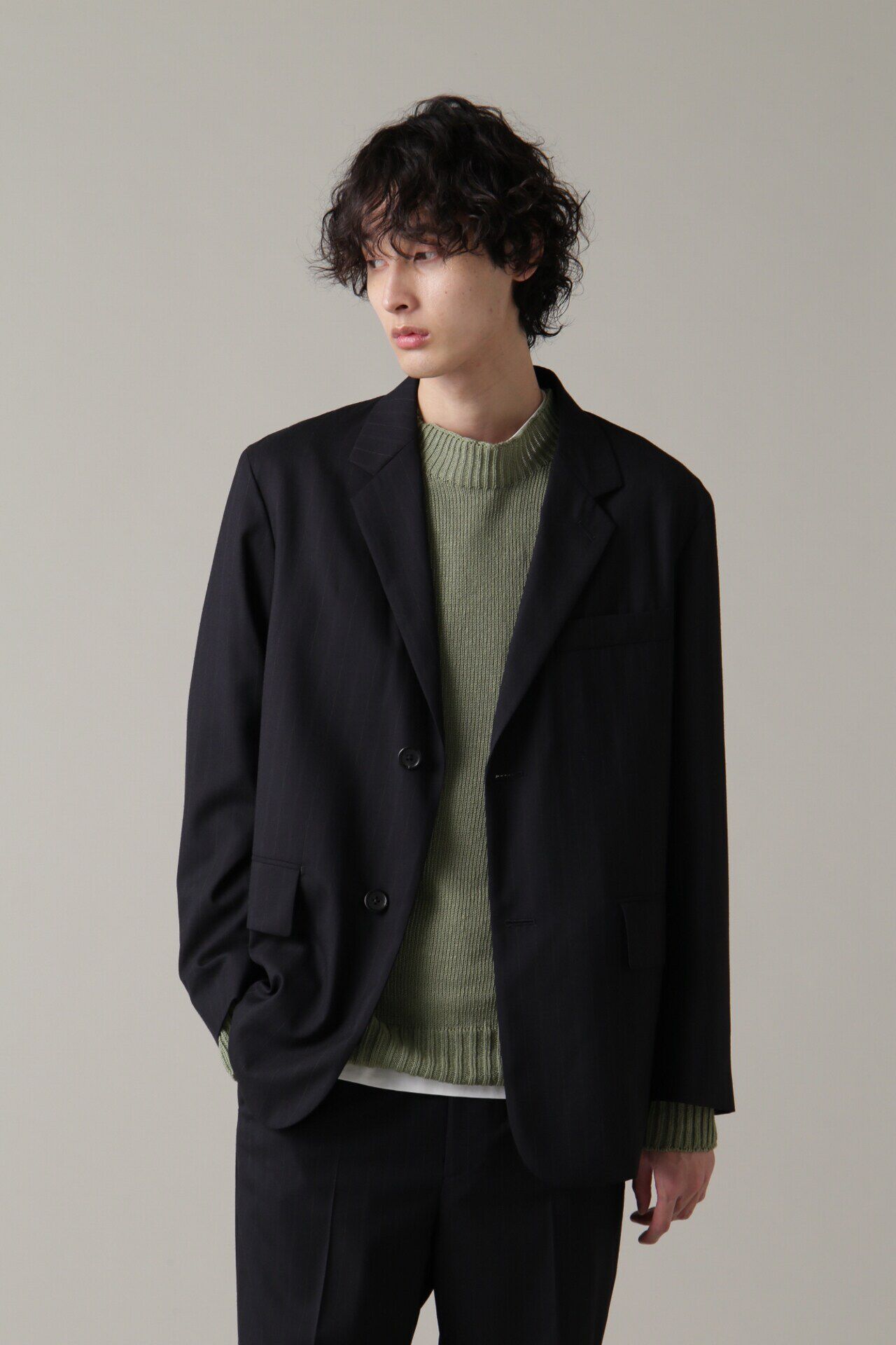 MARGARET HOWELL「WIDE STRIPE FINE WOOL」|その他|NAVY/WHITE2