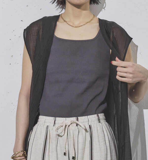 Doux archives「２ｗａｙスクエアリブタンクトップ／」|タンクトップ|CHARCOAL GRAY