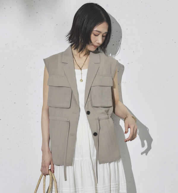 Doux archives「リネンライクサファリジレ」|テーラードジャケット|GREIGE