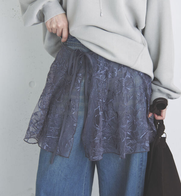 Doux archives「レースオーバースカーフ」|バンダナ・スカーフ|GRAY