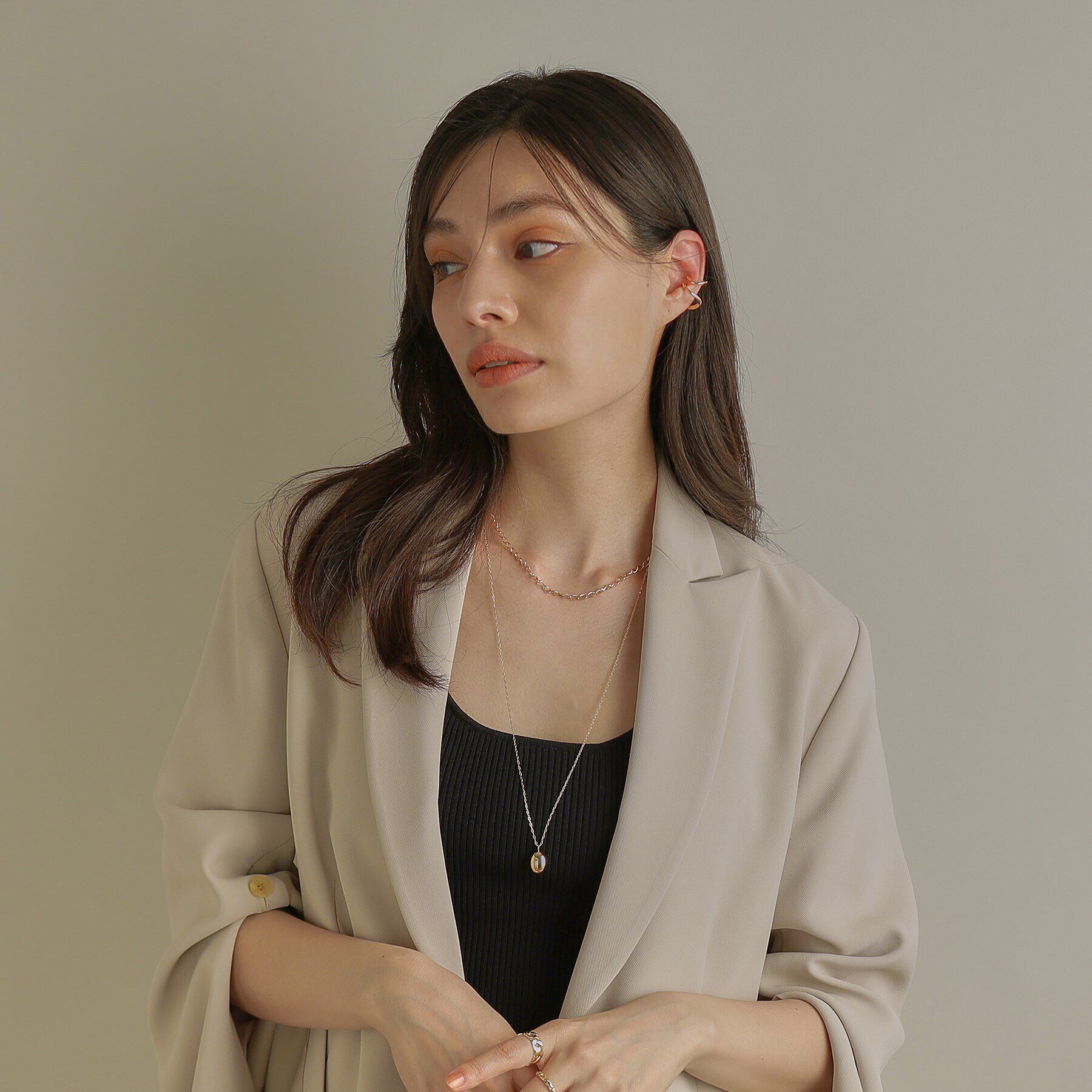 COCOSHNIK「K10Sライン イヤーカフ大」|イヤリング|