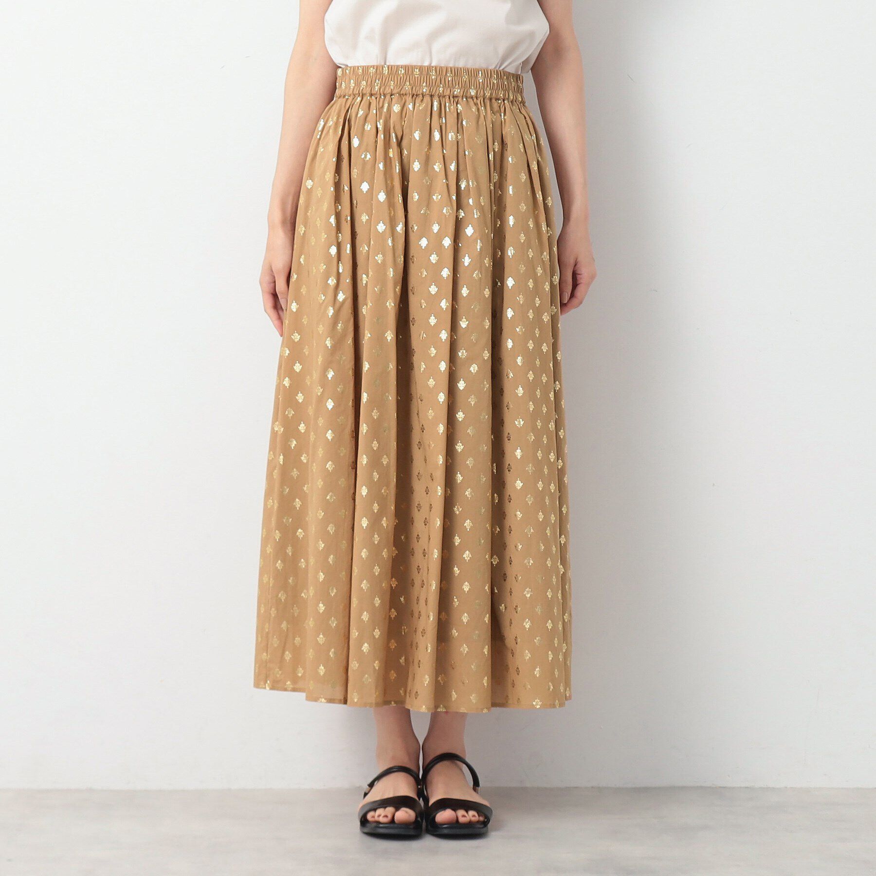 Dessin「【洗える】箔プリントギャザースカート」|スカート|